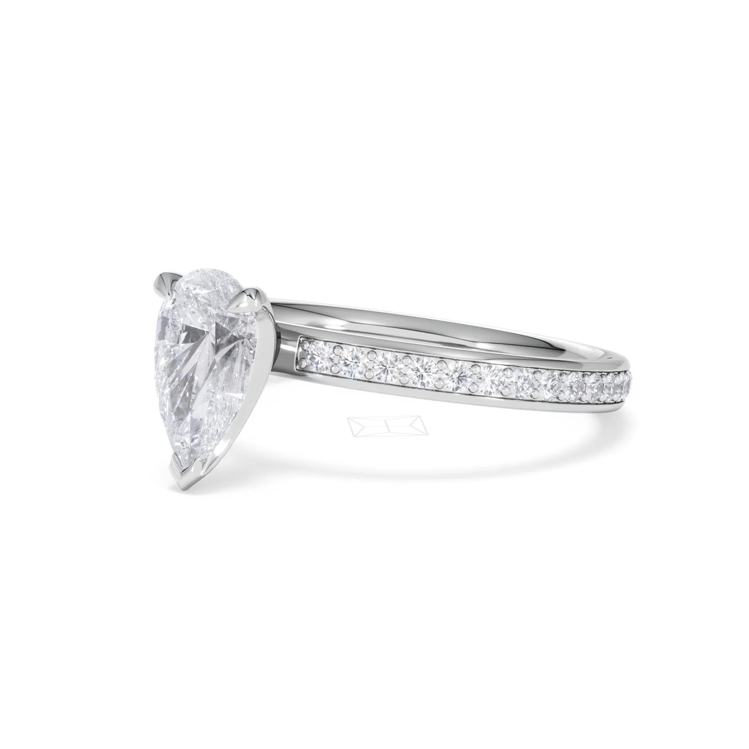 Origin 1.25ct Pear Cut Lab Diamond Solitaire Engagement Ring with Side Stones in Platinum - Image 78