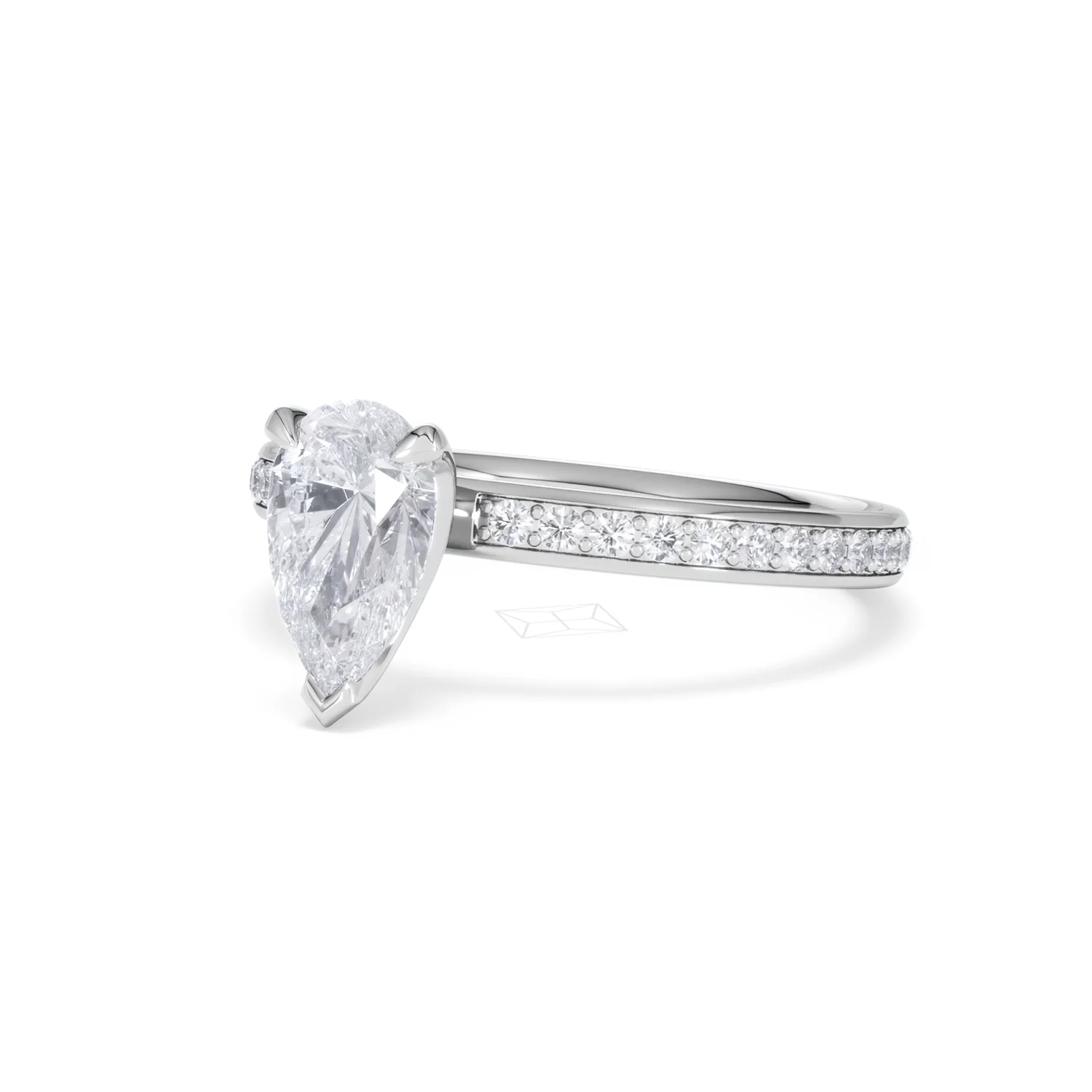 Origin 1.25ct Pear Cut Lab Diamond Solitaire Engagement Ring with Side Stones in Platinum - Image 80