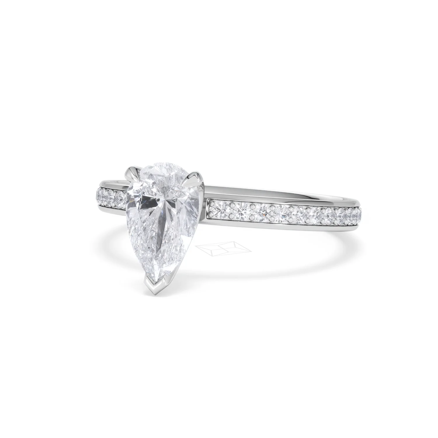 Origin 1.25ct Pear Cut Lab Diamond Solitaire Engagement Ring with Side Stones in Platinum - Image 82