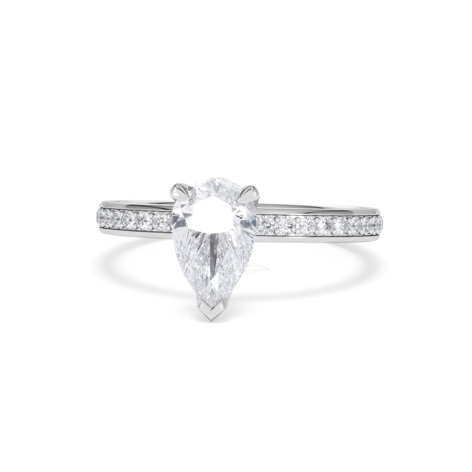 Origin 1.25ct Pear Cut Lab Diamond Solitaire Engagement Ring with Side Stones in Platinum - Image 85