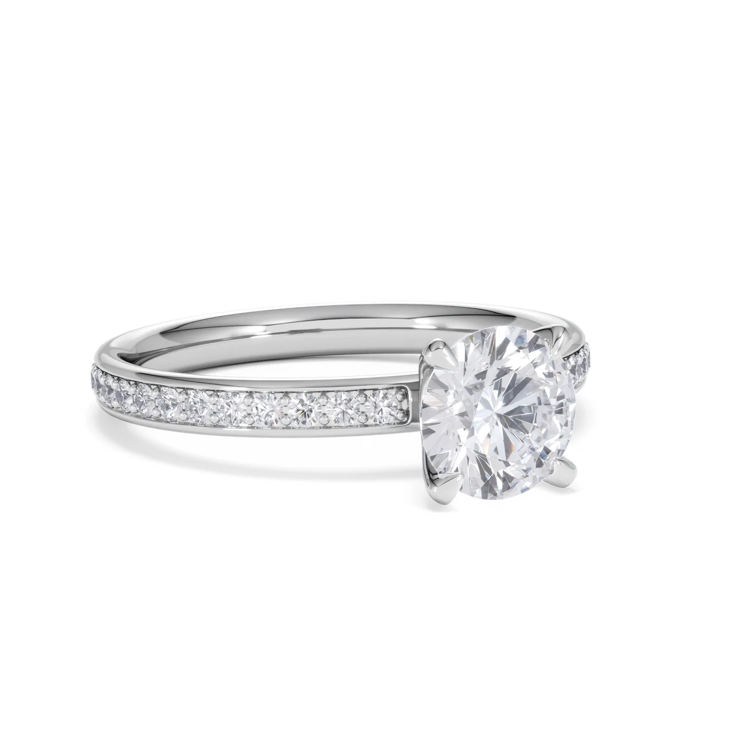 Origin 1.25ct Round Cut Lab Diamond Solitaire Engagement Ring with Side Stones in 18K White Gold - Image 13