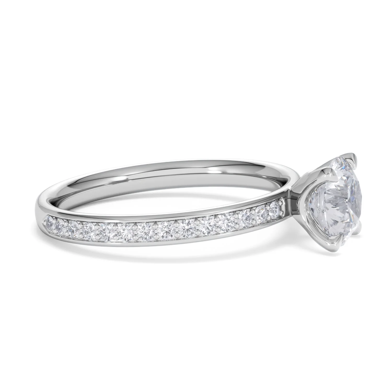 Origin 1.25ct Round Cut Lab Diamond Solitaire Engagement Ring with Side Stones in 18K White Gold - Image 22
