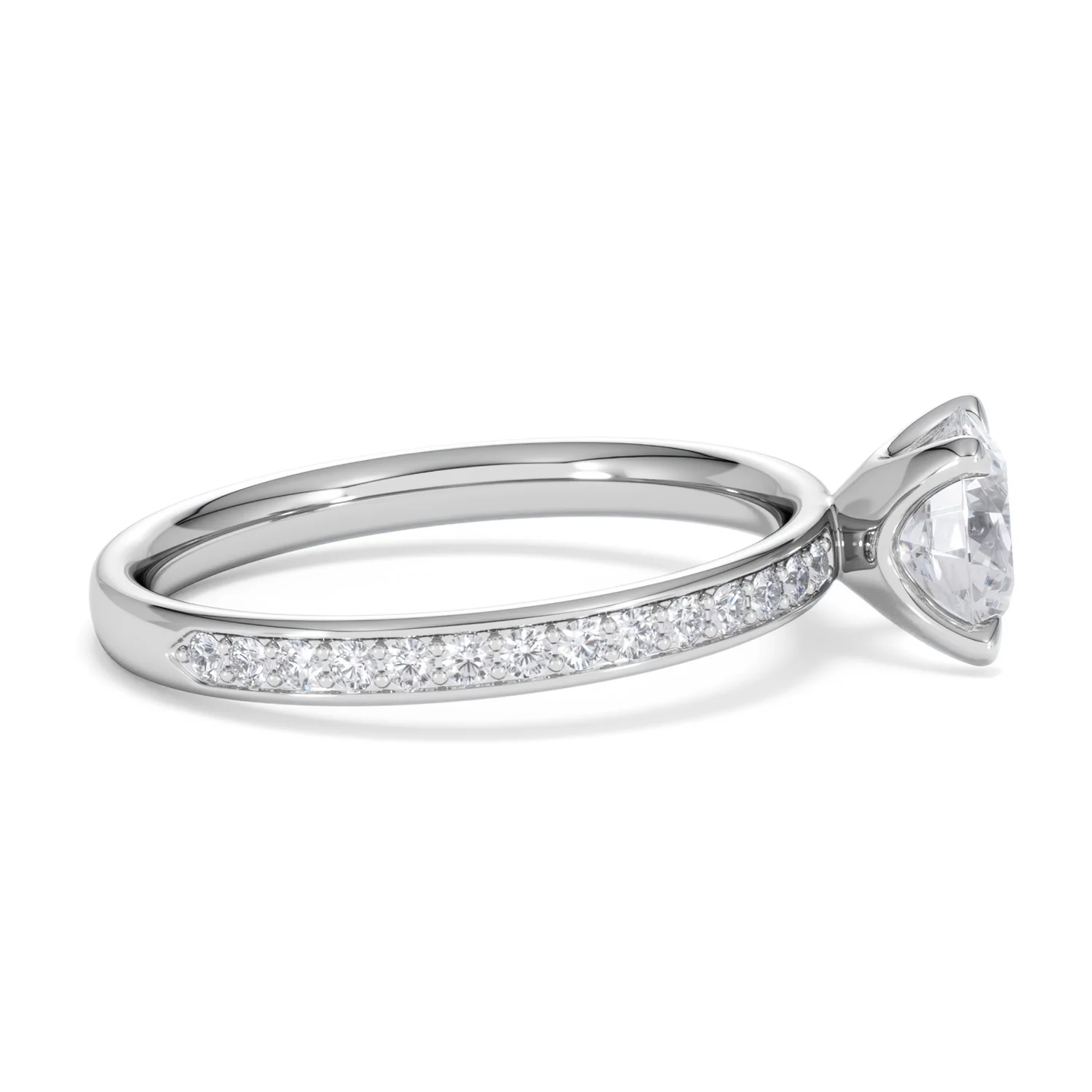 Origin 1.25ct Round Cut Lab Diamond Solitaire Engagement Ring with Side Stones in 18K White Gold - Image 26