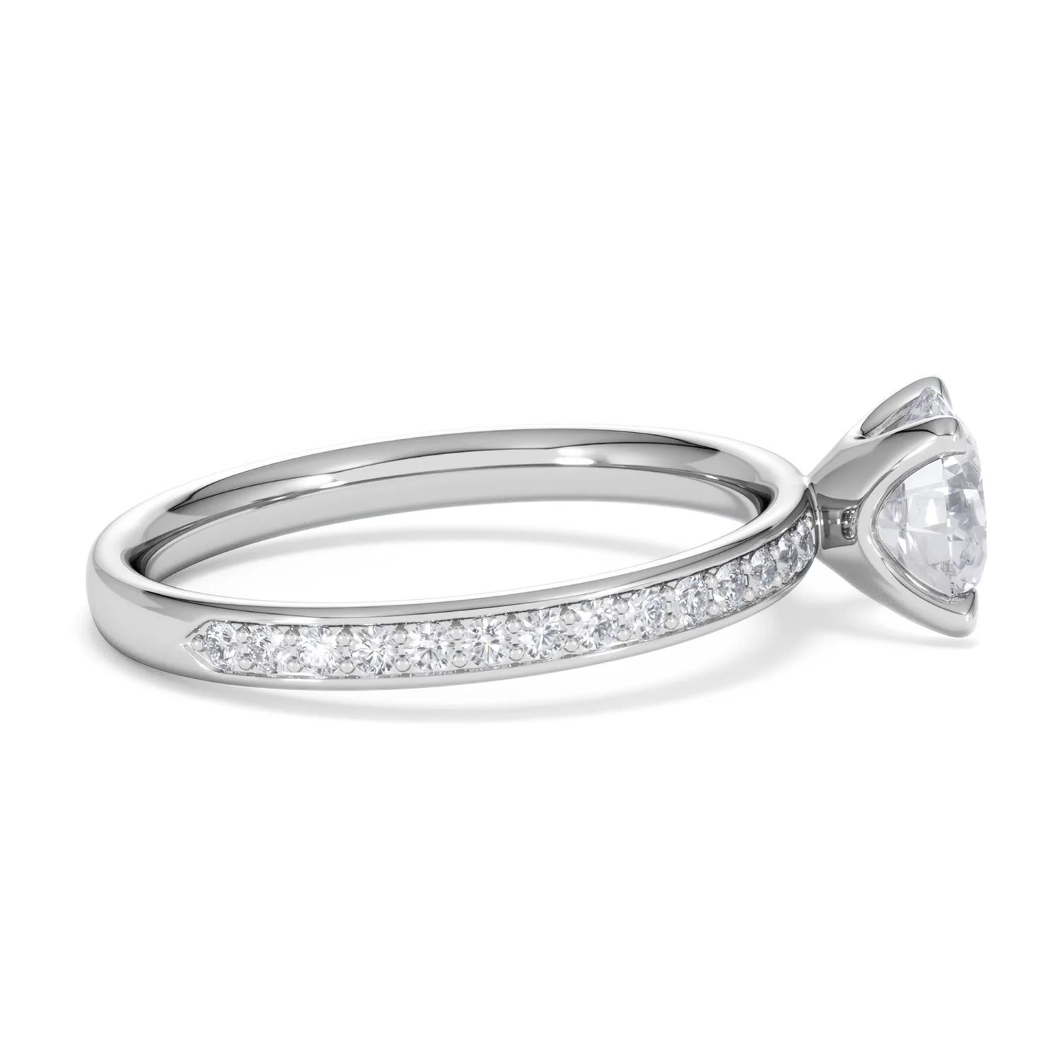 Origin 1.25ct Round Cut Lab Diamond Solitaire Engagement Ring with Side Stones in 18K White Gold - Image 27