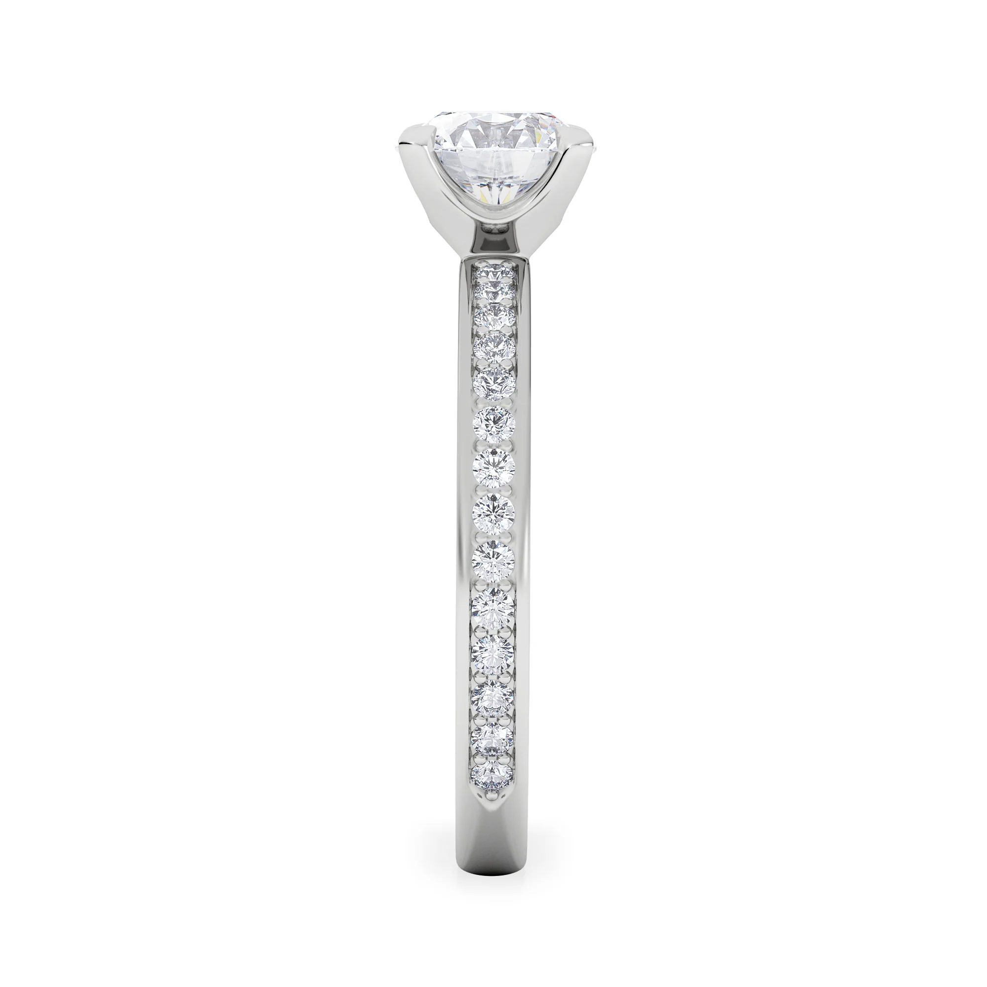 Origin 1.25ct Round Cut Lab Diamond Solitaire Engagement Ring with Side Stones in 18K White Gold - Image 5