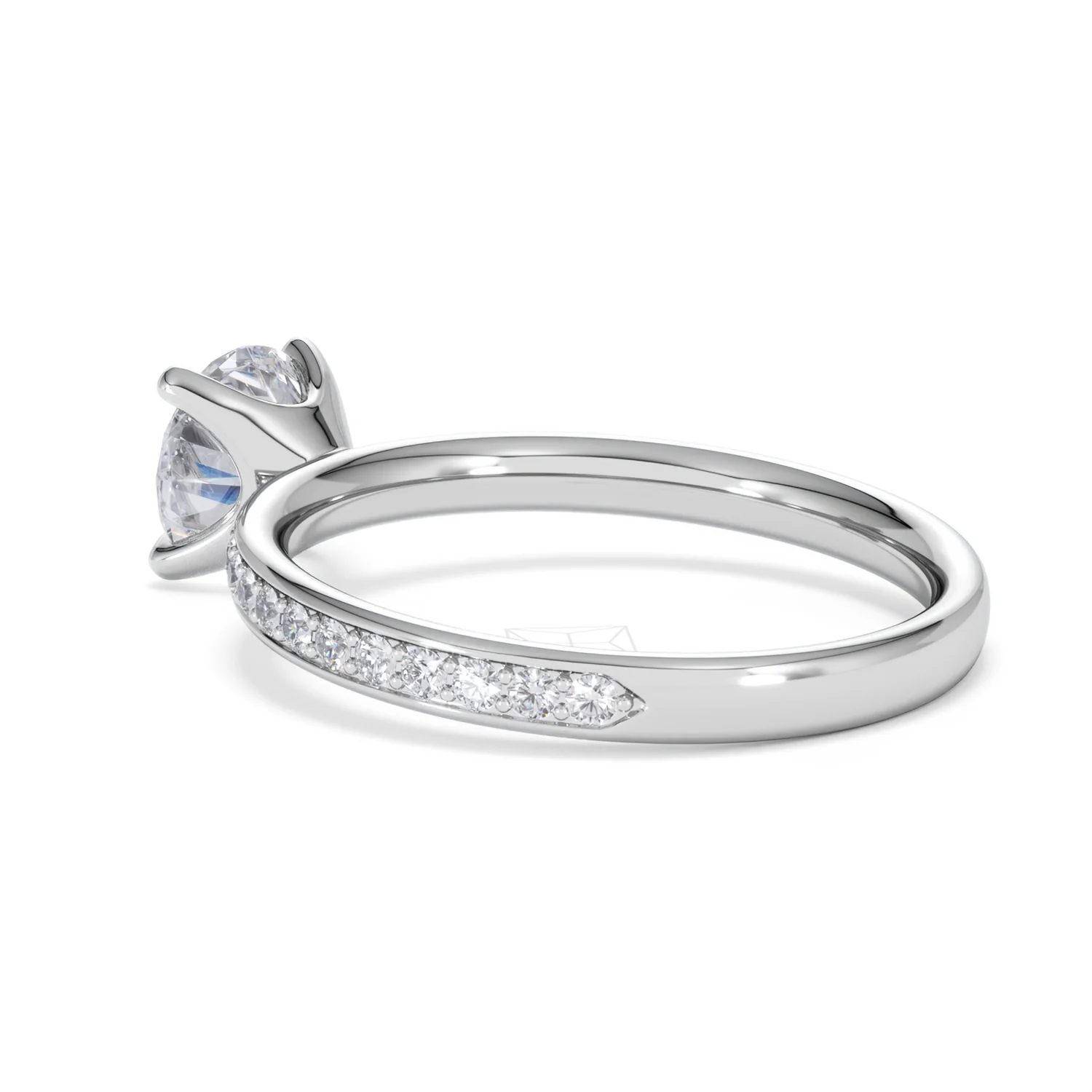 Origin 1.25ct Round Cut Lab Diamond Solitaire Engagement Ring with Side Stones in 18K White Gold - Image 58