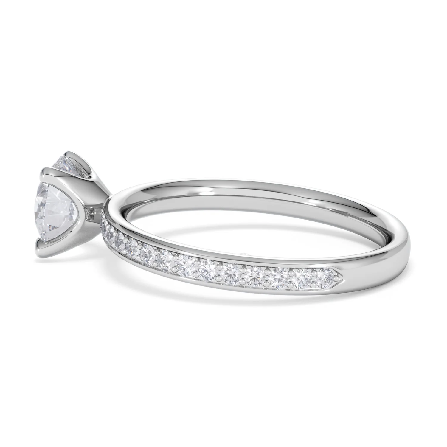 Origin 1.25ct Round Cut Lab Diamond Solitaire Engagement Ring with Side Stones in 18K White Gold - Image 64