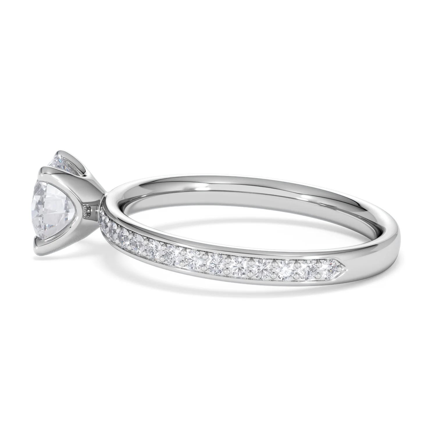Origin 1.25ct Round Cut Lab Diamond Solitaire Engagement Ring with Side Stones in 18K White Gold - Image 65