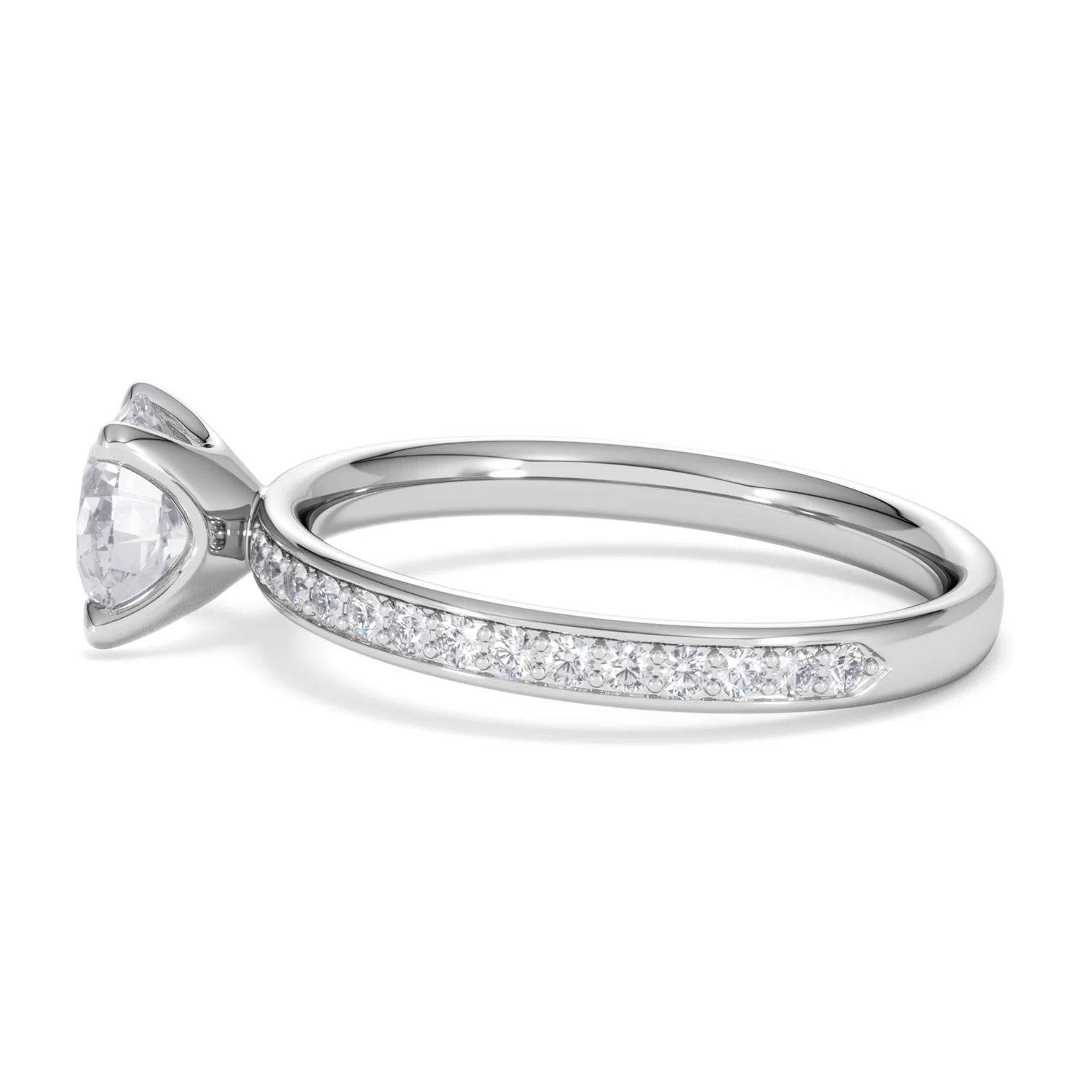 Origin 1.25ct Round Cut Lab Diamond Solitaire Engagement Ring with Side Stones in 18K White Gold - Image 66