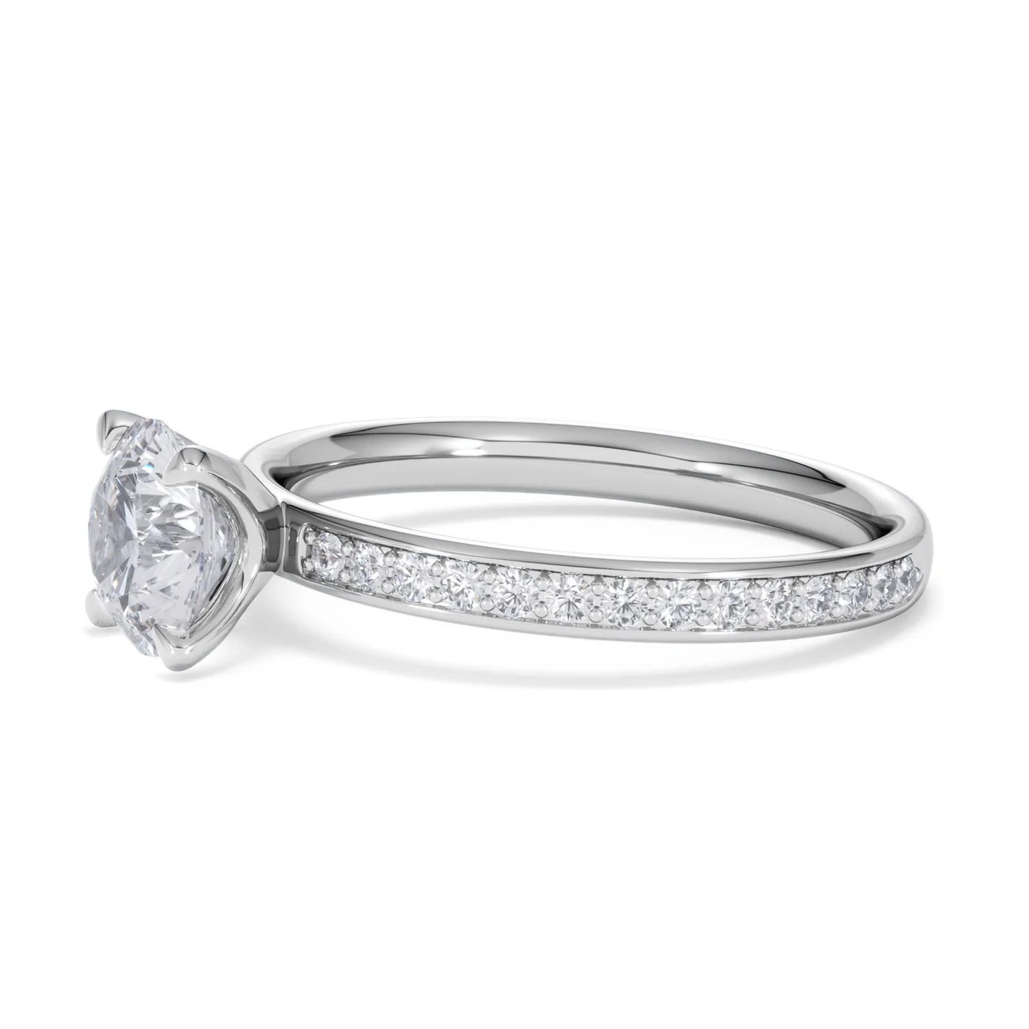Origin 1.25ct Round Cut Lab Diamond Solitaire Engagement Ring with Side Stones in 18K White Gold - Image 73