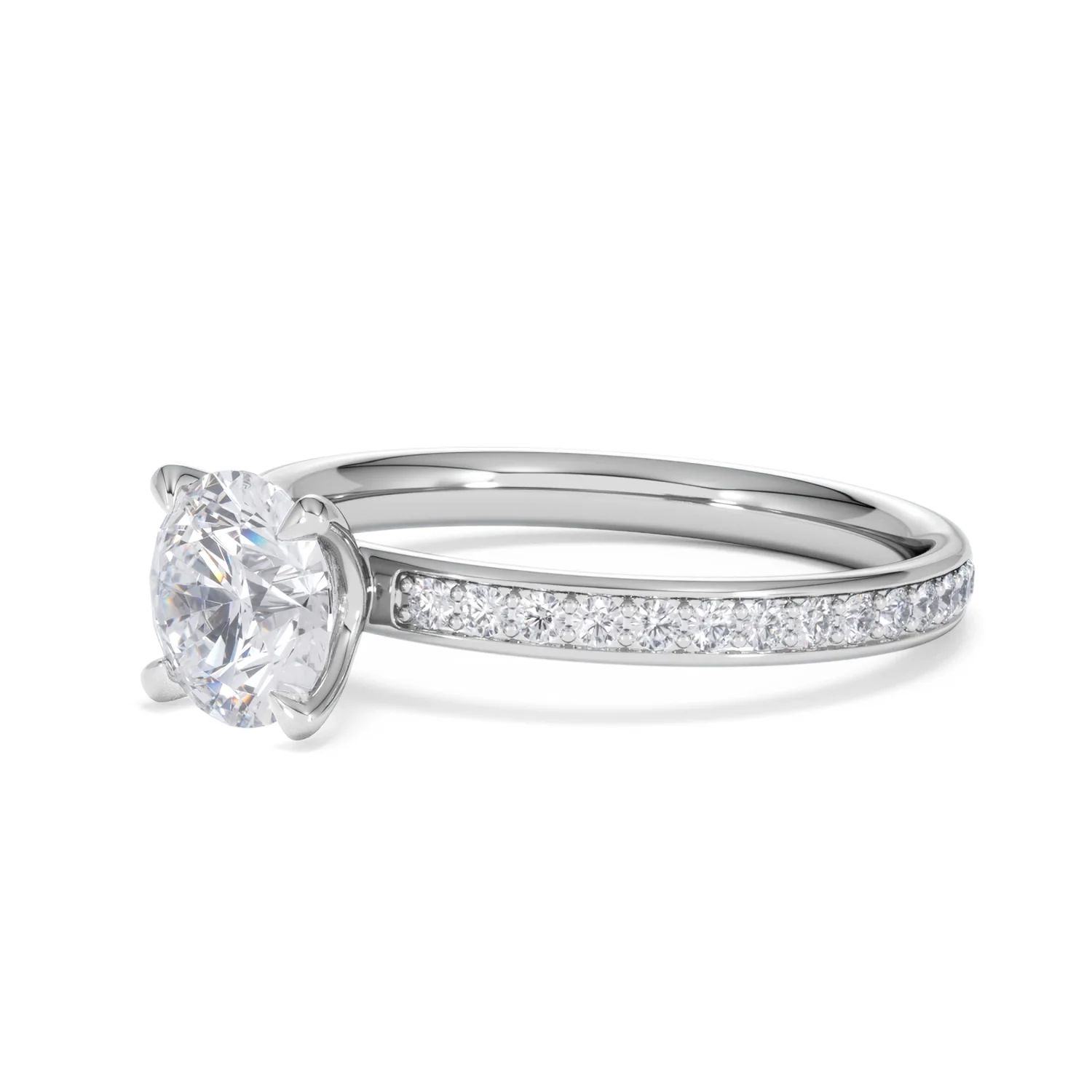 Origin 1.25ct Round Cut Lab Diamond Solitaire Engagement Ring with Side Stones in 18K White Gold - Image 77