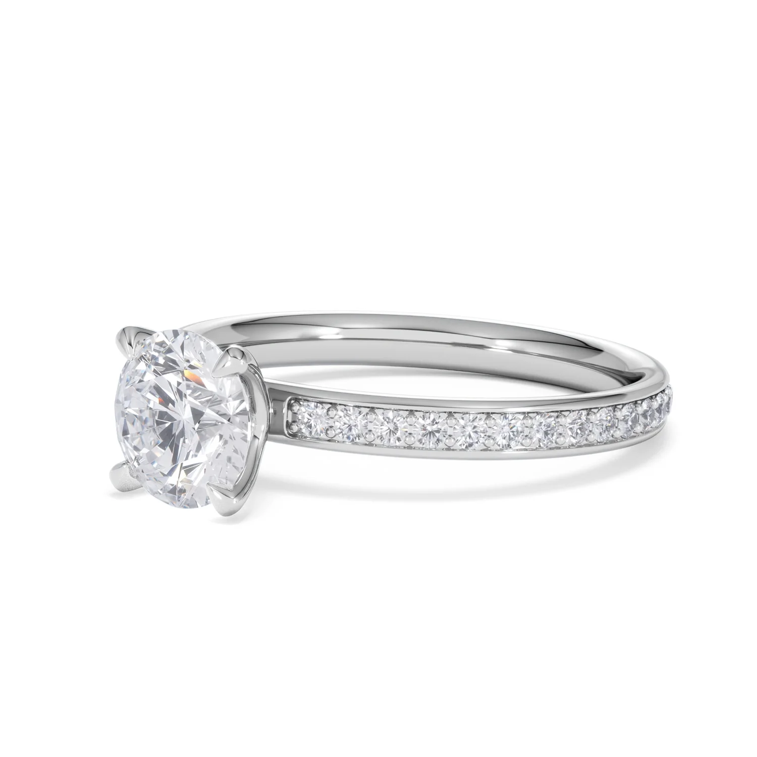 Origin 1.25ct Round Cut Lab Diamond Solitaire Engagement Ring with Side Stones in 18K White Gold - Image 78