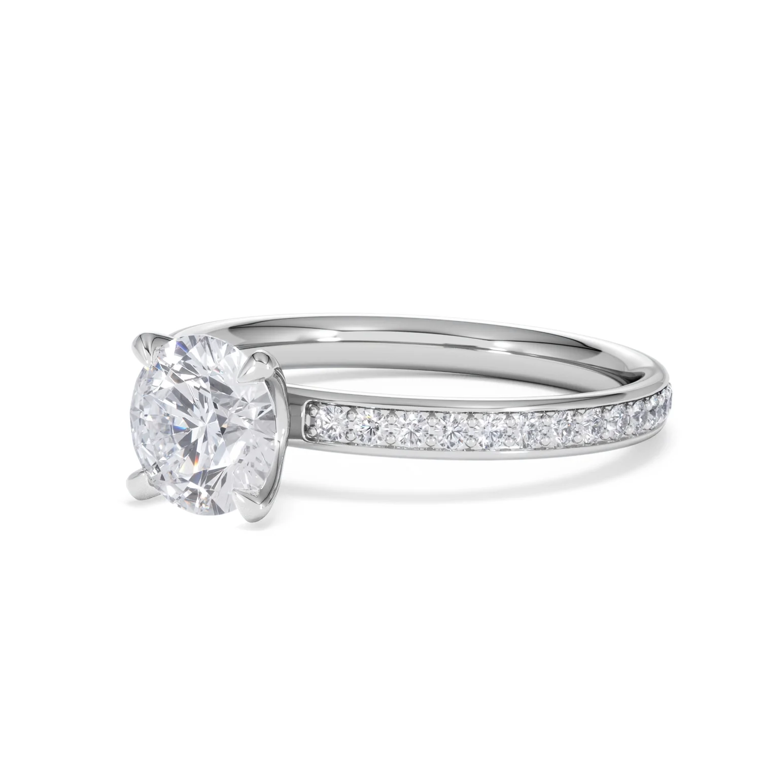 Origin 1.25ct Round Cut Lab Diamond Solitaire Engagement Ring with Side Stones in 18K White Gold - Image 79