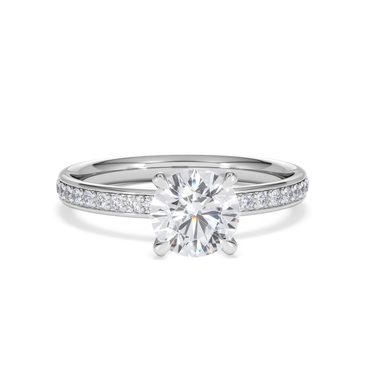 Origin 1.25ct Round Cut Lab Diamond Solitaire Engagement Ring with Side Stones in 18K White Gold - Image 8
