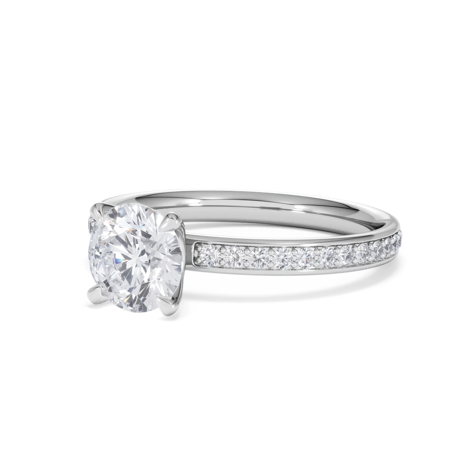 Origin 1.25ct Round Cut Lab Diamond Solitaire Engagement Ring with Side Stones in 18K White Gold - Image 80