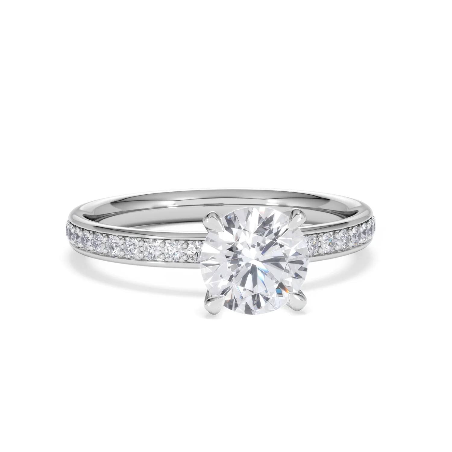 Origin 1.25ct Round Cut Lab Diamond Solitaire Engagement Ring with Side Stones in 18K White Gold - Image 9