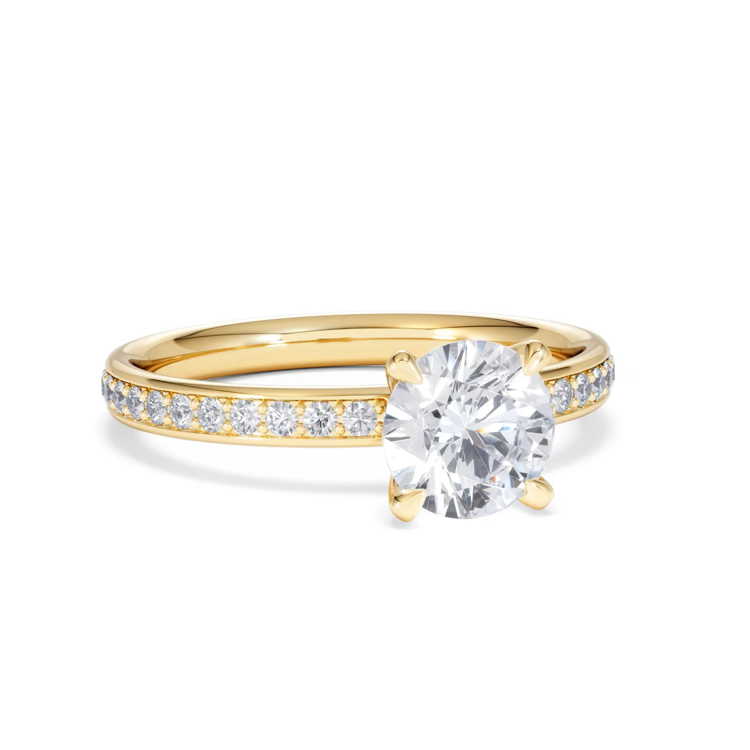 Origin 1.25ct Round Cut Lab Diamond Solitaire Engagement Ring with Side Stones in 18K Yellow Gold - Image 11
