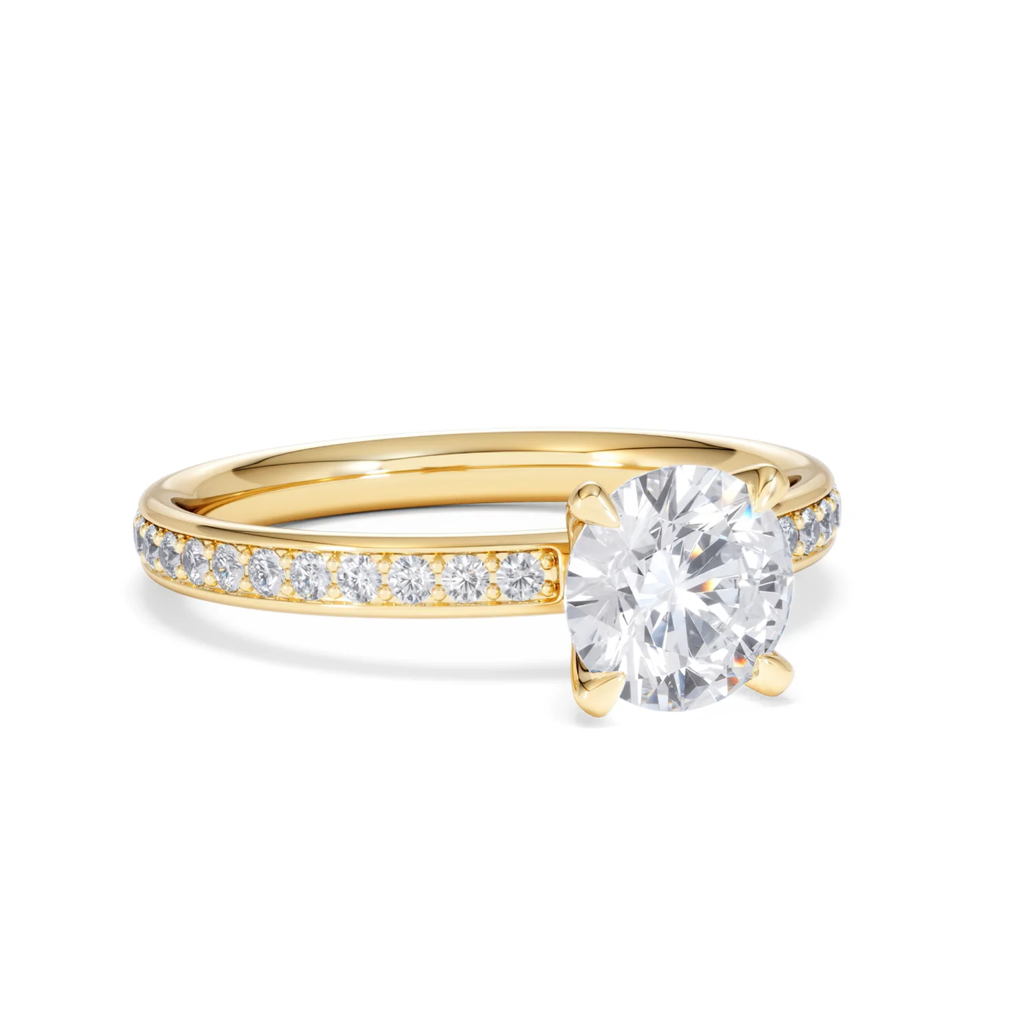 Origin 1.25ct Round Cut Lab Diamond Solitaire Engagement Ring with Side Stones in 18K Yellow Gold - Image 12