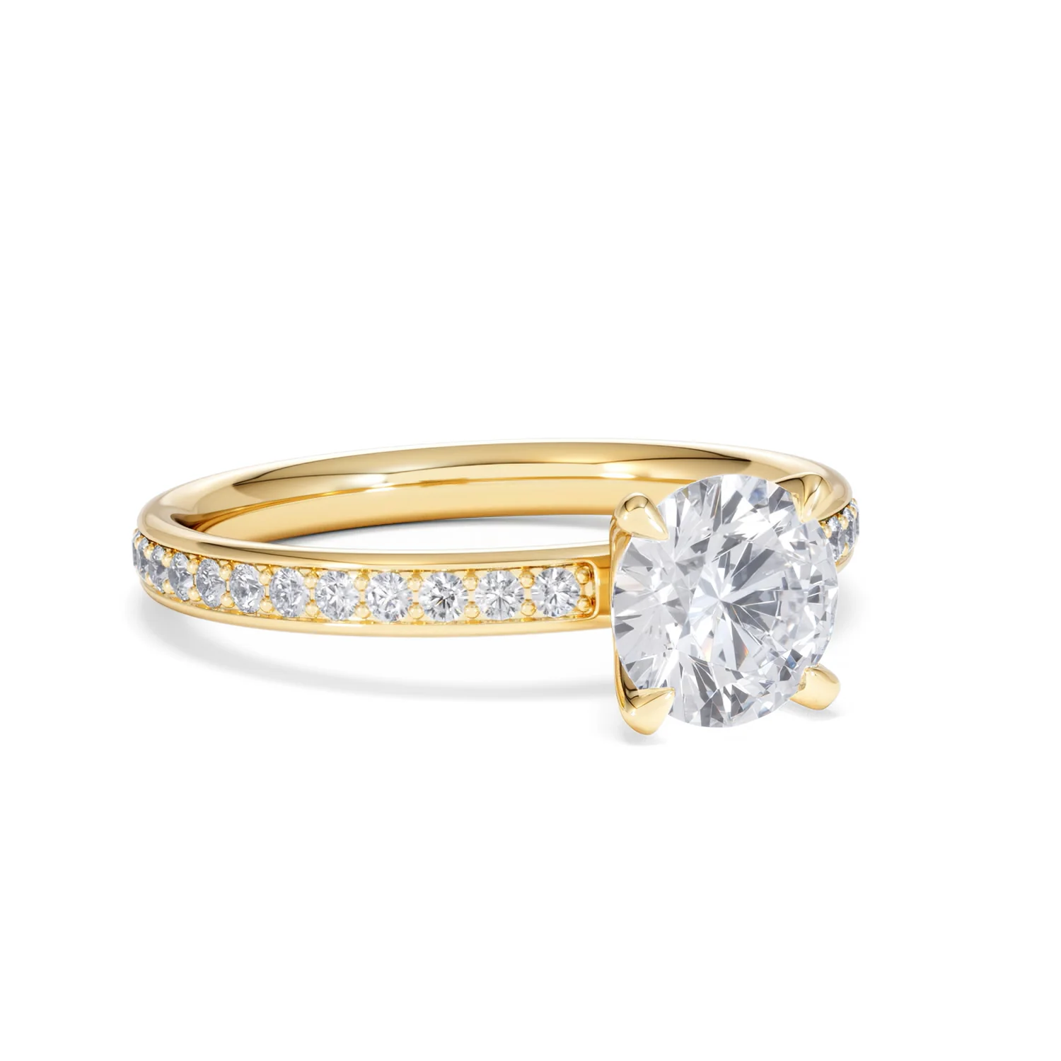 Origin 1.25ct Round Cut Lab Diamond Solitaire Engagement Ring with Side Stones in 18K Yellow Gold - Image 13