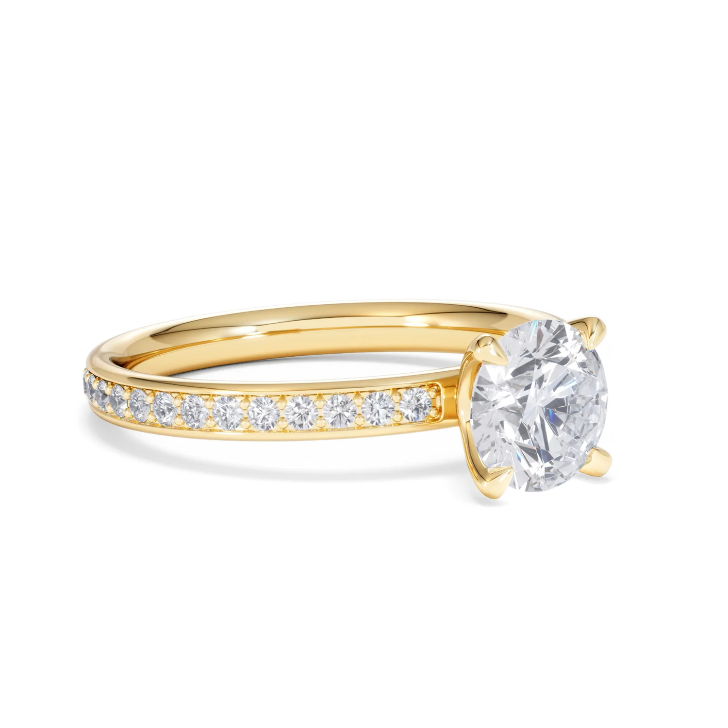 Origin 1.25ct Round Cut Lab Diamond Solitaire Engagement Ring with Side Stones in 18K Yellow Gold - Image 15