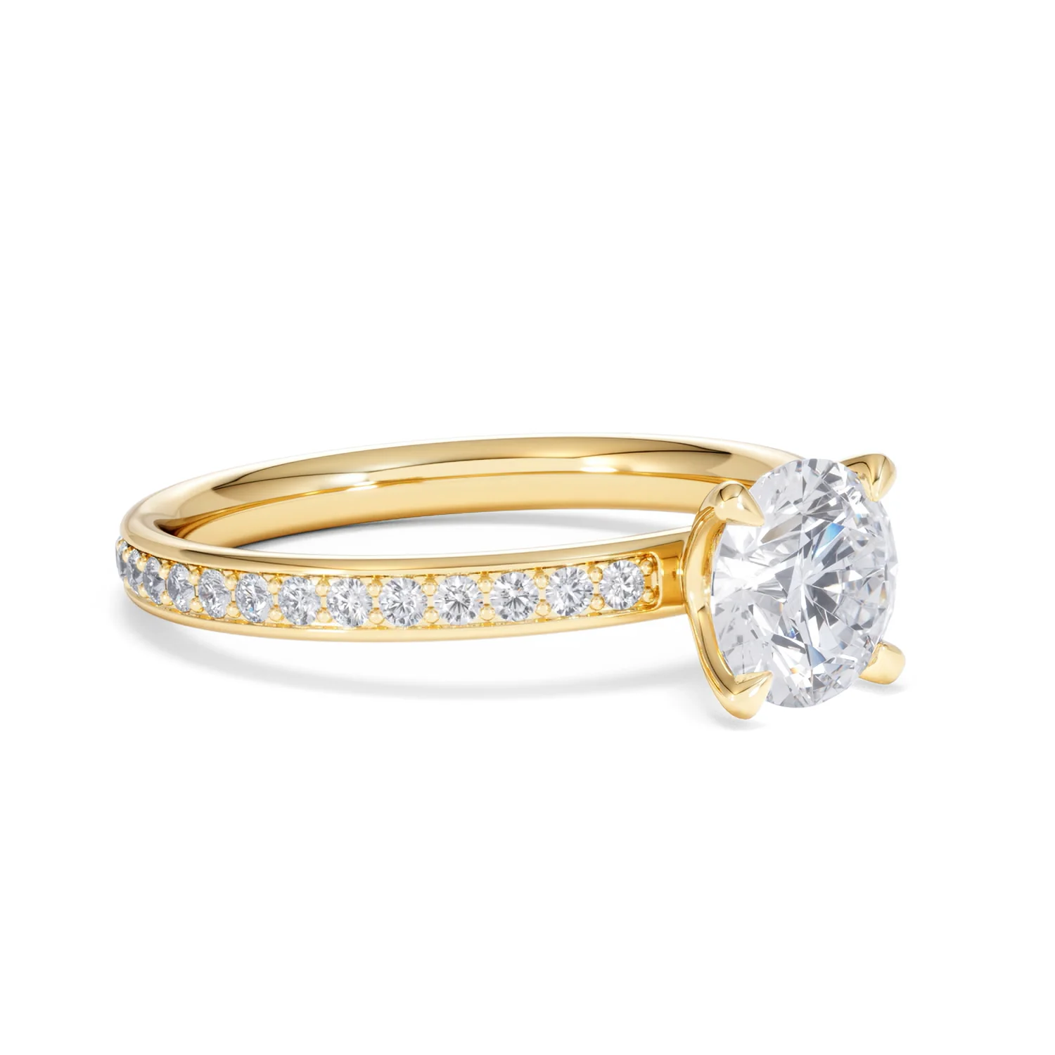 Origin 1.25ct Round Cut Lab Diamond Solitaire Engagement Ring with Side Stones in 18K Yellow Gold - Image 16