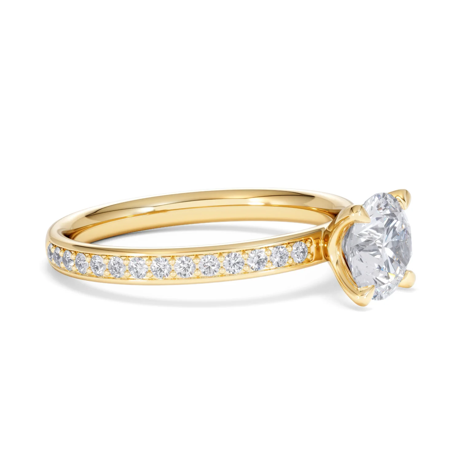 Origin 1.25ct Round Cut Lab Diamond Solitaire Engagement Ring with Side Stones in 18K Yellow Gold - Image 19