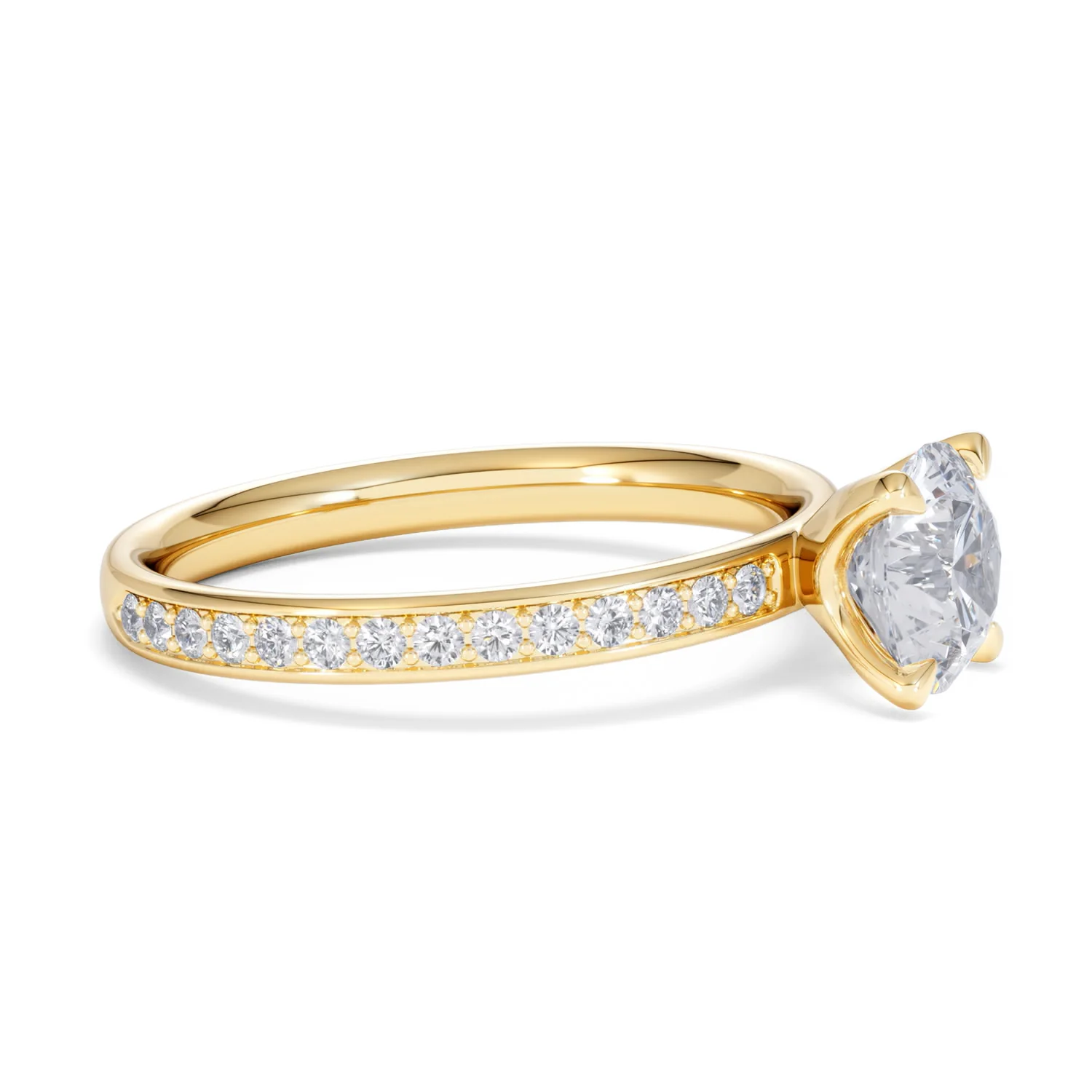 Origin 1.25ct Round Cut Lab Diamond Solitaire Engagement Ring with Side Stones in 18K Yellow Gold - Image 21