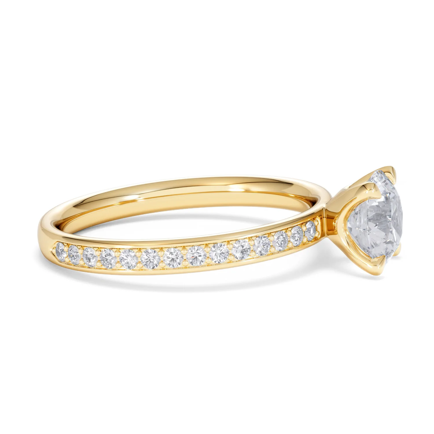 Origin 1.25ct Round Cut Lab Diamond Solitaire Engagement Ring with Side Stones in 18K Yellow Gold - Image 23