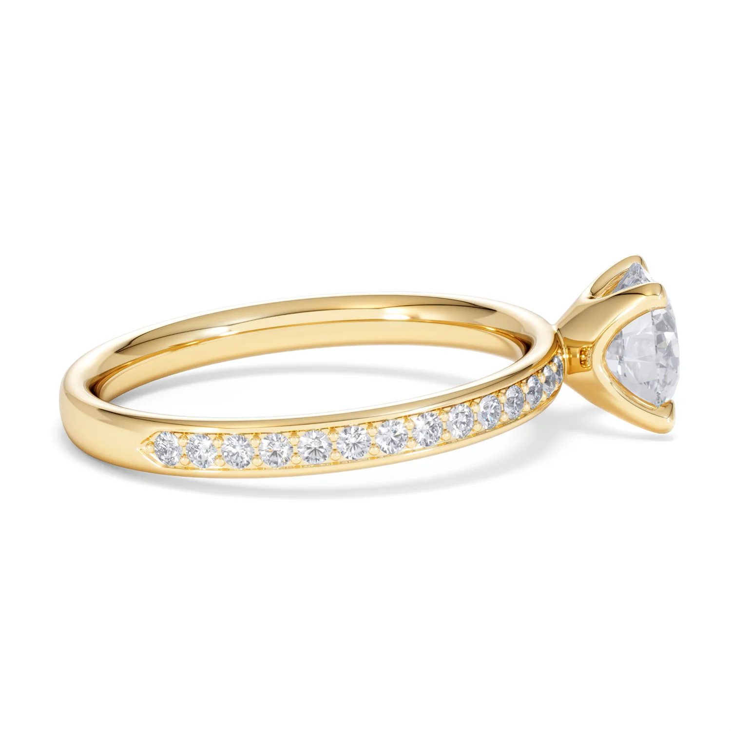 Origin 1.25ct Round Cut Lab Diamond Solitaire Engagement Ring with Side Stones in 18K Yellow Gold - Image 28