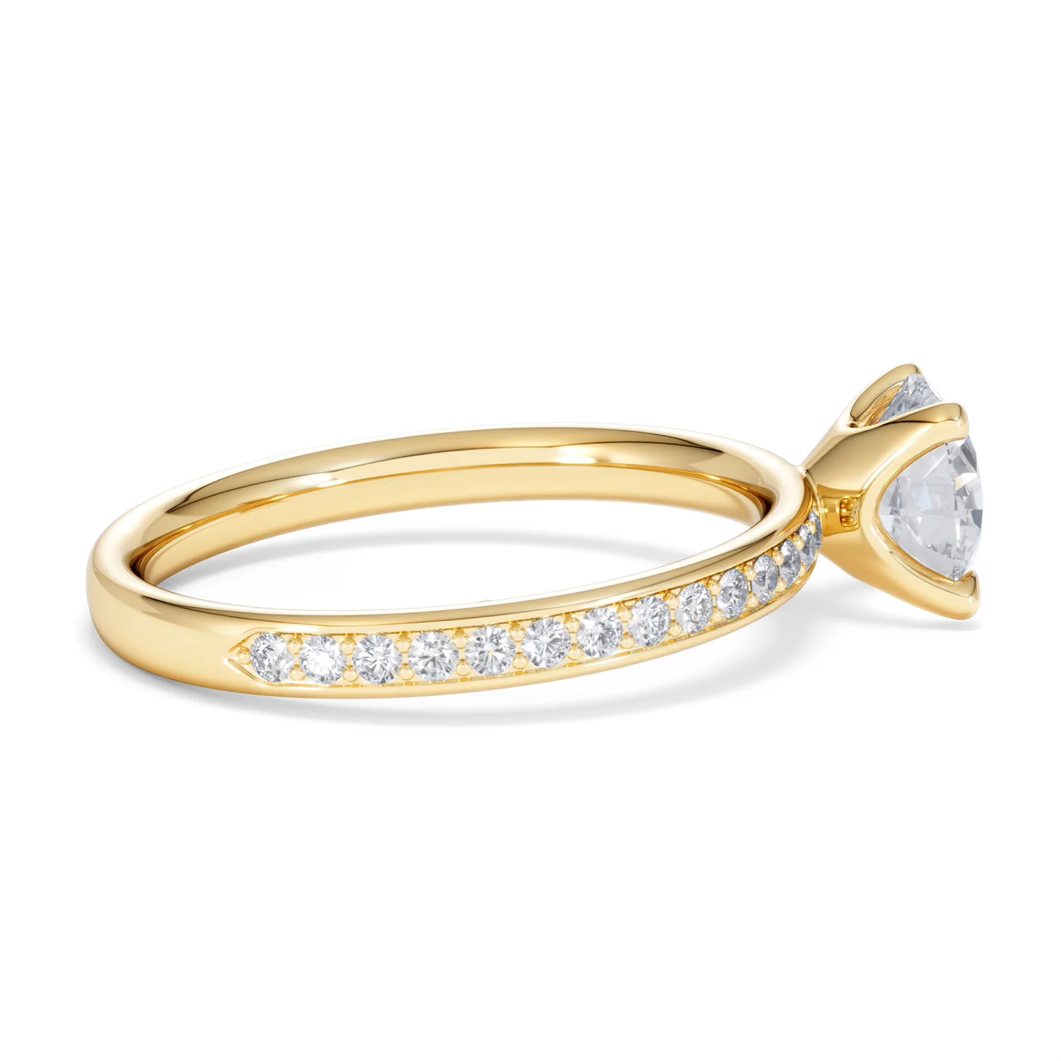 Origin 1.25ct Round Cut Lab Diamond Solitaire Engagement Ring with Side Stones in 18K Yellow Gold - Image 29
