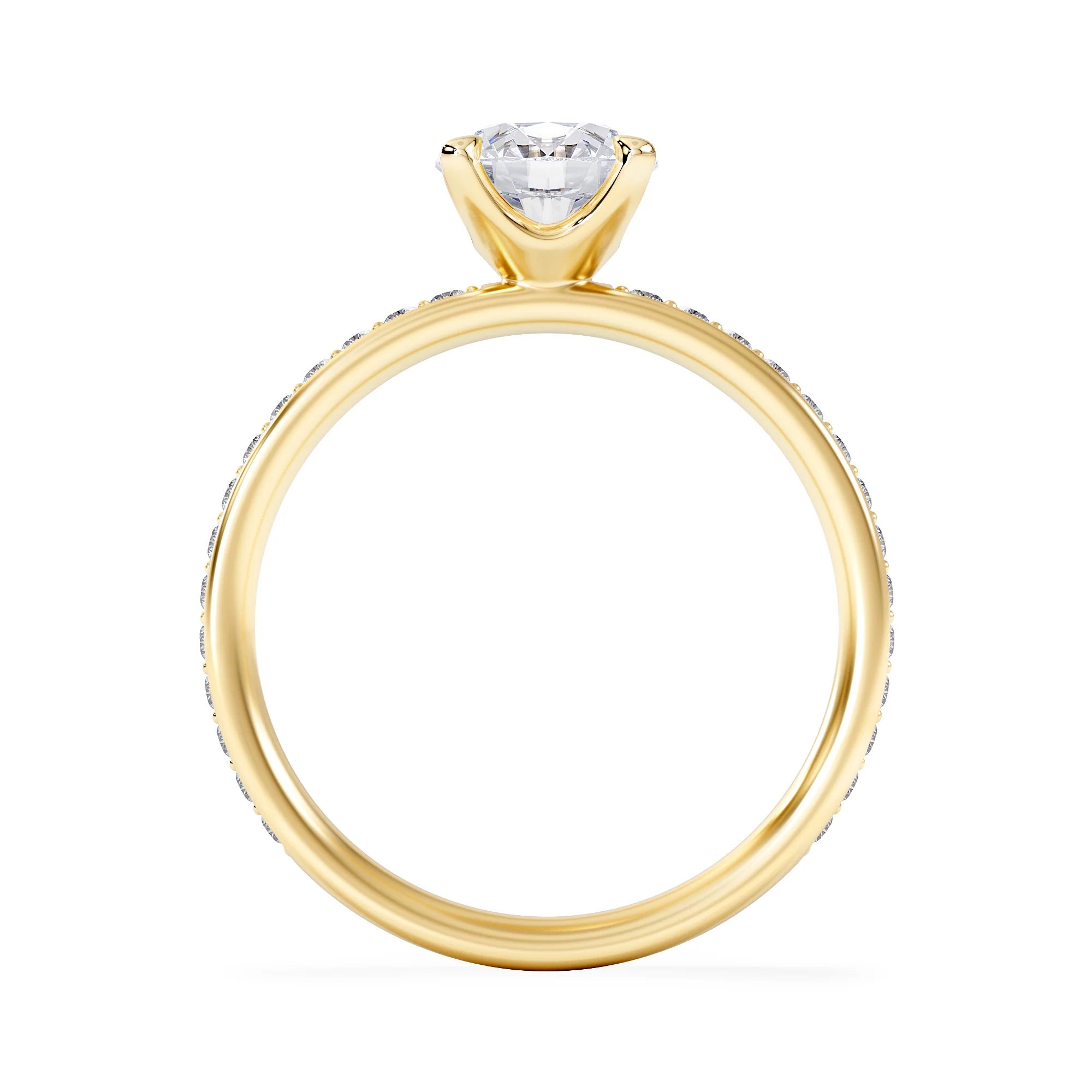 Origin 1.25ct Round Cut Lab Diamond Solitaire Engagement Ring with Side Stones in 18K Yellow Gold - Image 3