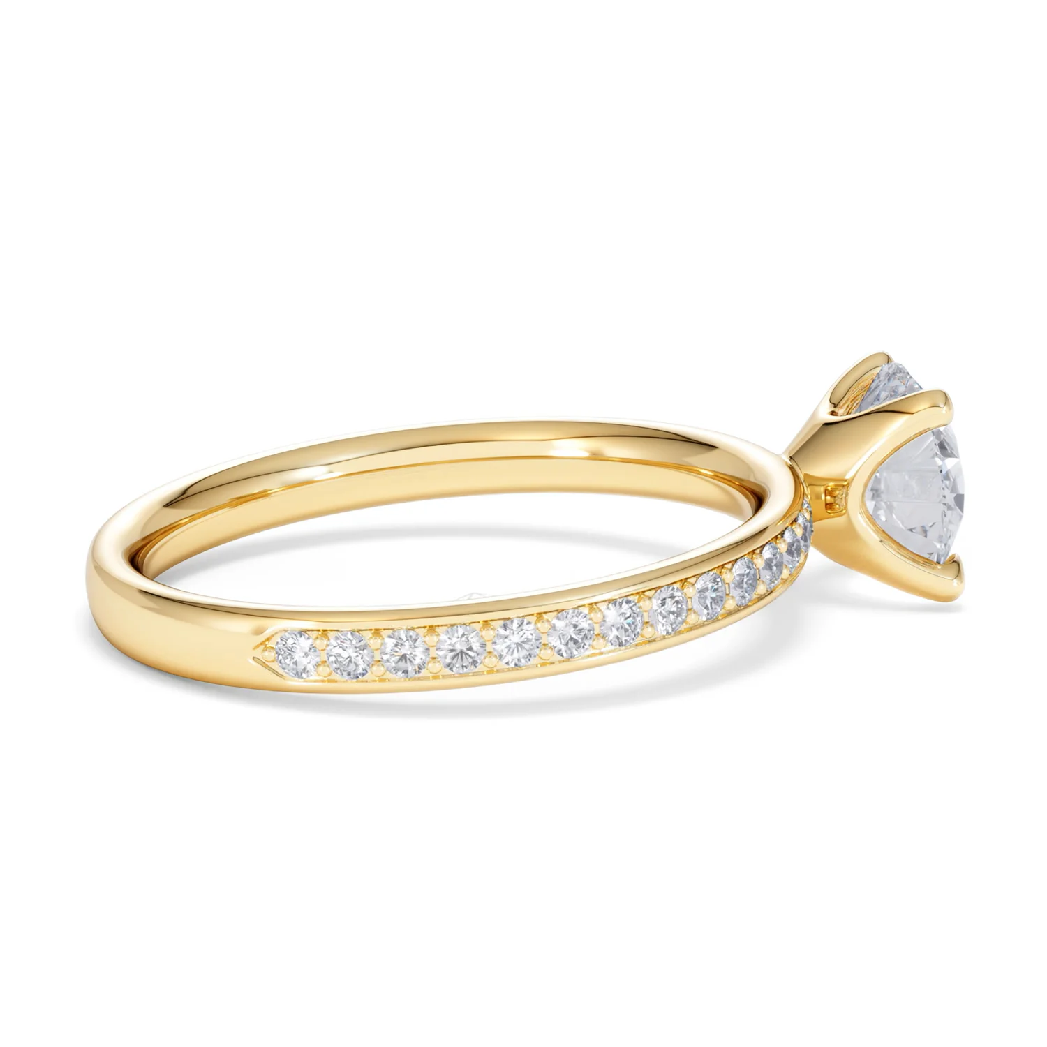 Origin 1.25ct Round Cut Lab Diamond Solitaire Engagement Ring with Side Stones in 18K Yellow Gold - Image 30