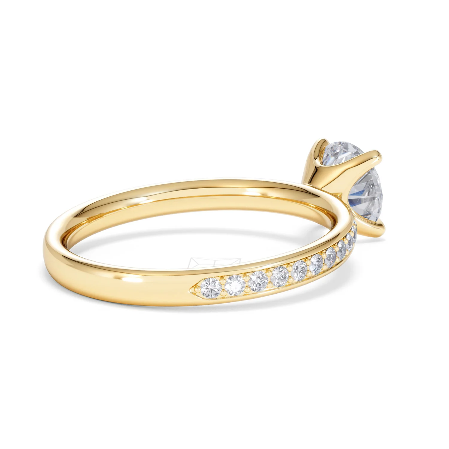 Origin 1.25ct Round Cut Lab Diamond Solitaire Engagement Ring with Side Stones in 18K Yellow Gold - Image 36