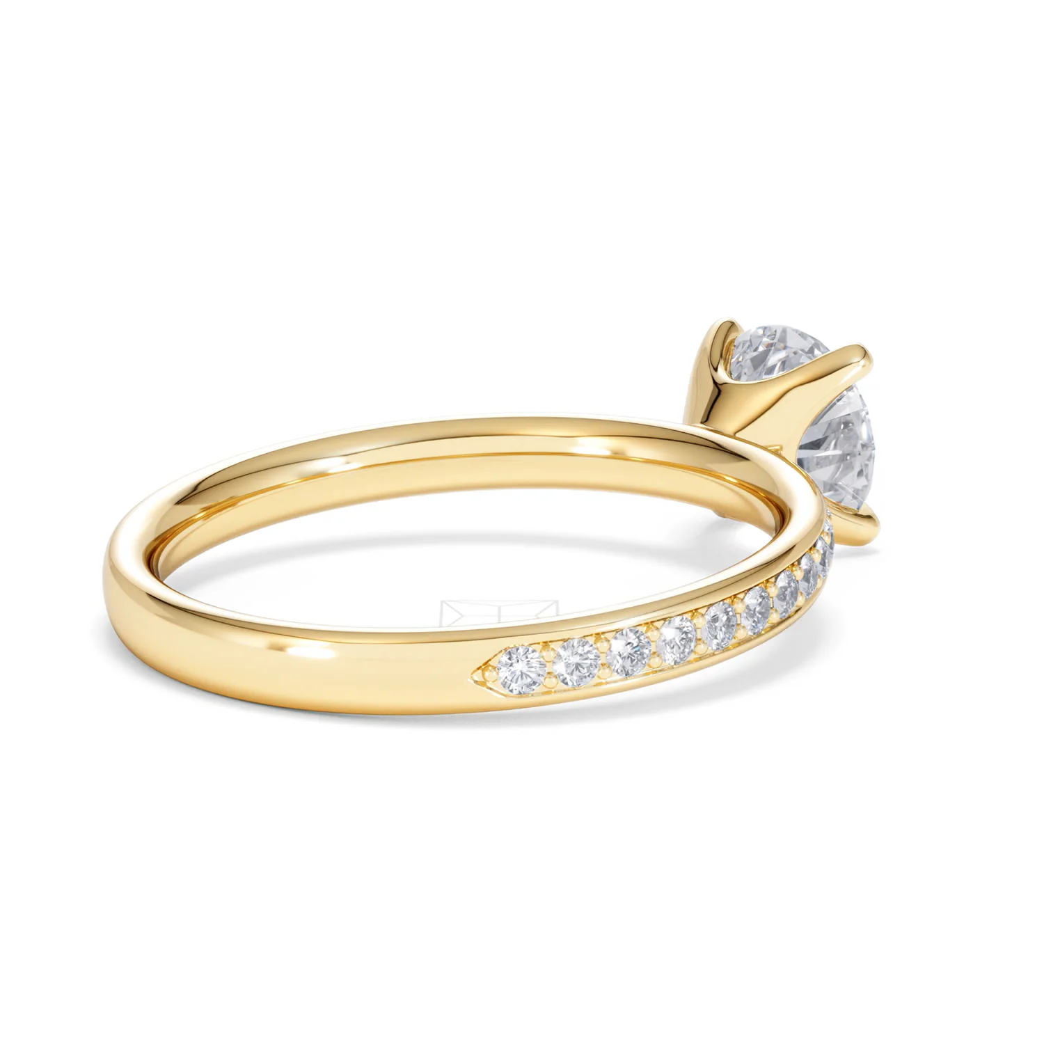 Origin 1.25ct Round Cut Lab Diamond Solitaire Engagement Ring with Side Stones in 18K Yellow Gold - Image 37