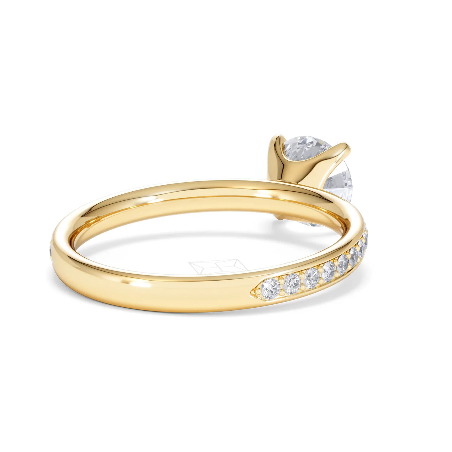 Origin 1.25ct Round Cut Lab Diamond Solitaire Engagement Ring with Side Stones in 18K Yellow Gold - Image 40