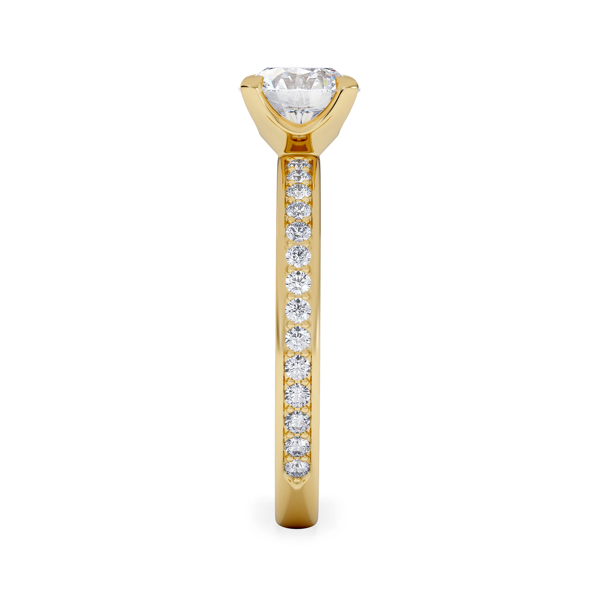 Origin 1.25ct Round Cut Lab Diamond Solitaire Engagement Ring with Side Stones in 18K Yellow Gold - Image 5