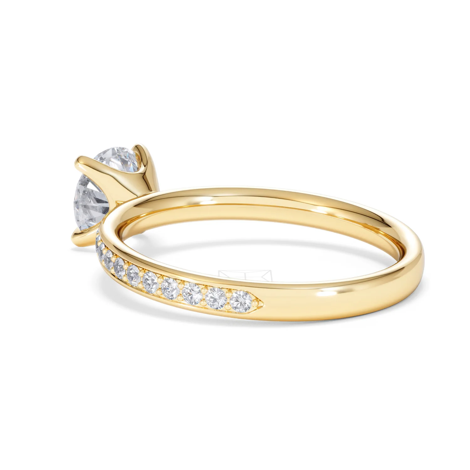 Origin 1.25ct Round Cut Lab Diamond Solitaire Engagement Ring with Side Stones in 18K Yellow Gold - Image 57