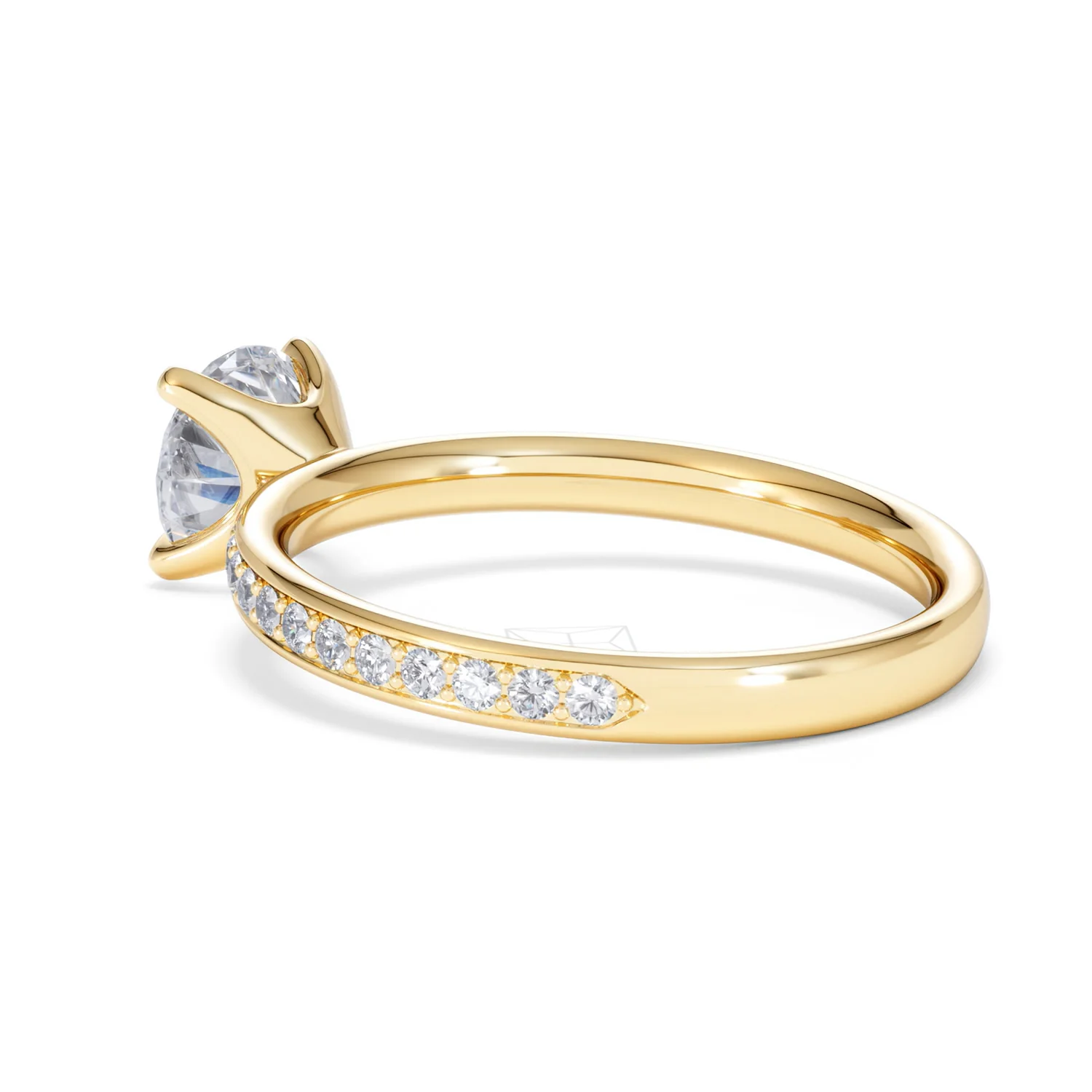Origin 1.25ct Round Cut Lab Diamond Solitaire Engagement Ring with Side Stones in 18K Yellow Gold - Image 58