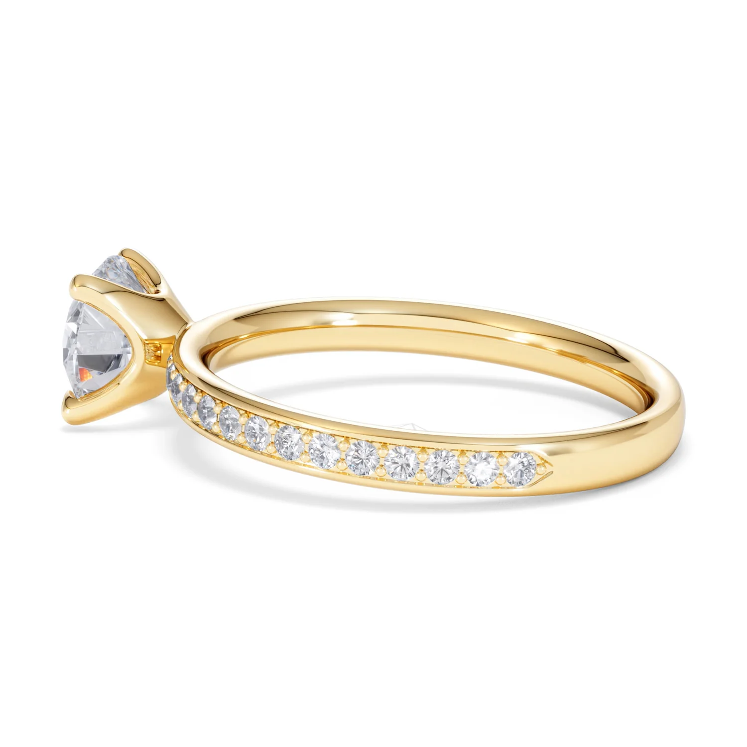 Origin 1.25ct Round Cut Lab Diamond Solitaire Engagement Ring with Side Stones in 18K Yellow Gold - Image 63