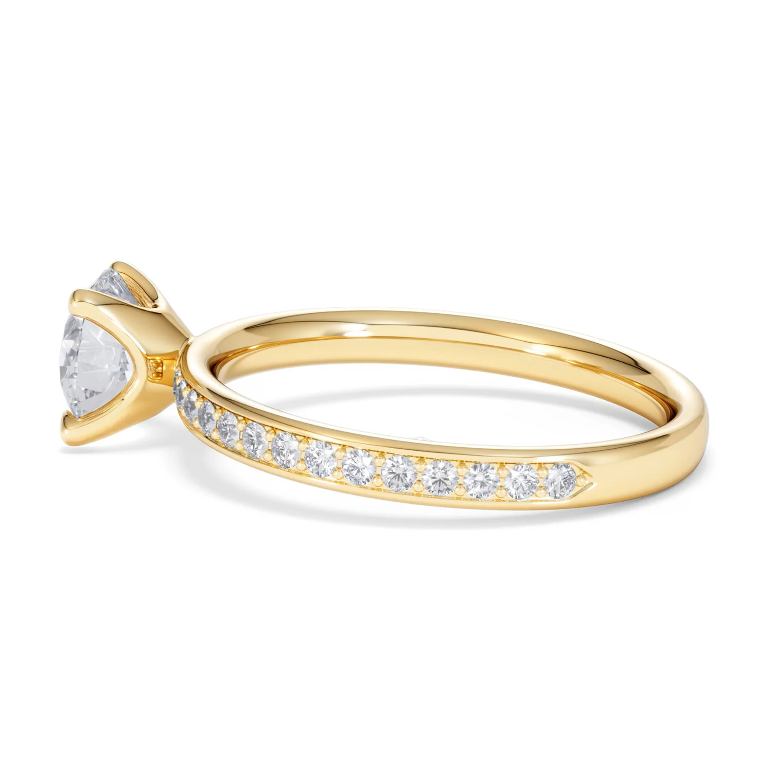 Origin 1.25ct Round Cut Lab Diamond Solitaire Engagement Ring with Side Stones in 18K Yellow Gold - Image 64