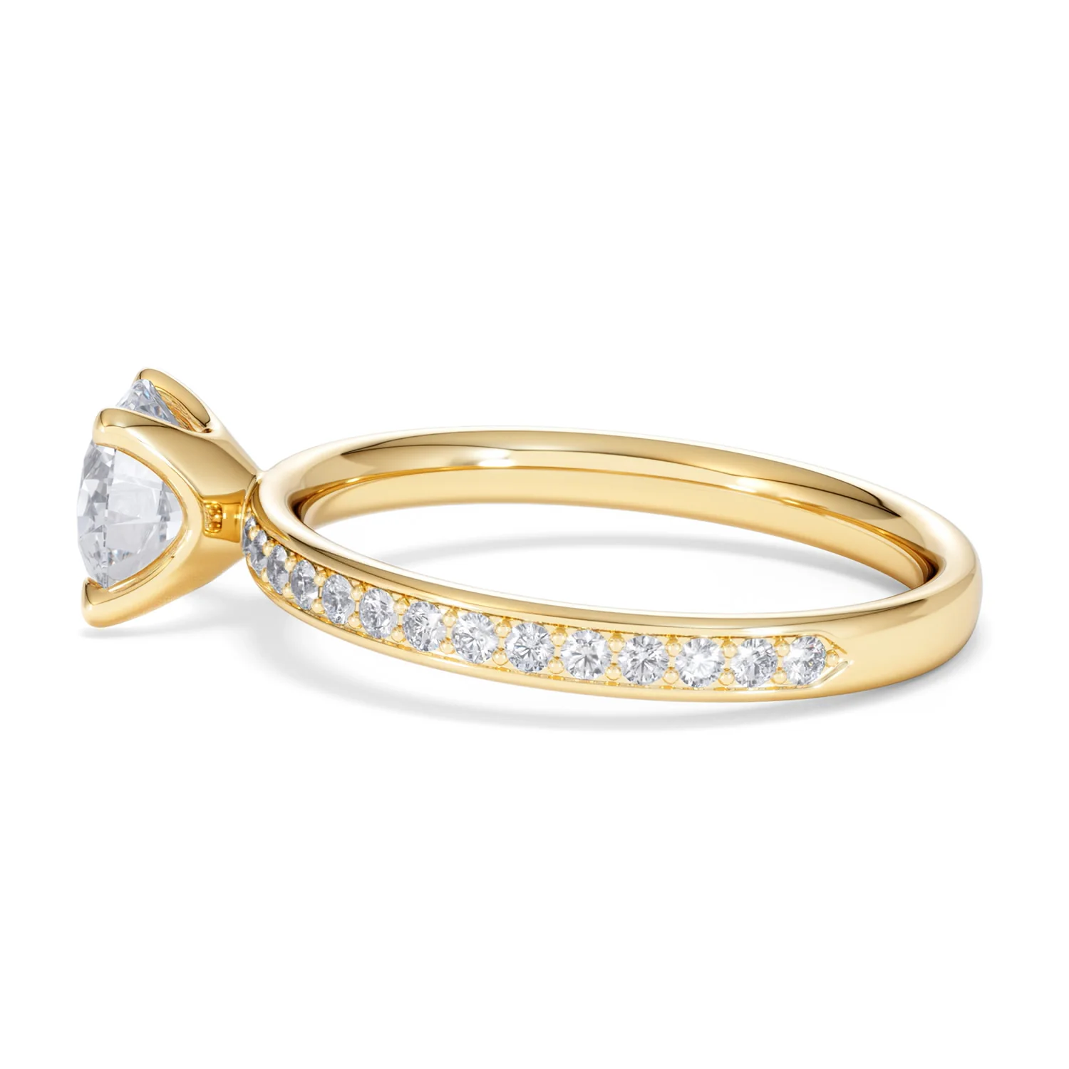 Origin 1.25ct Round Cut Lab Diamond Solitaire Engagement Ring with Side Stones in 18K Yellow Gold - Image 65