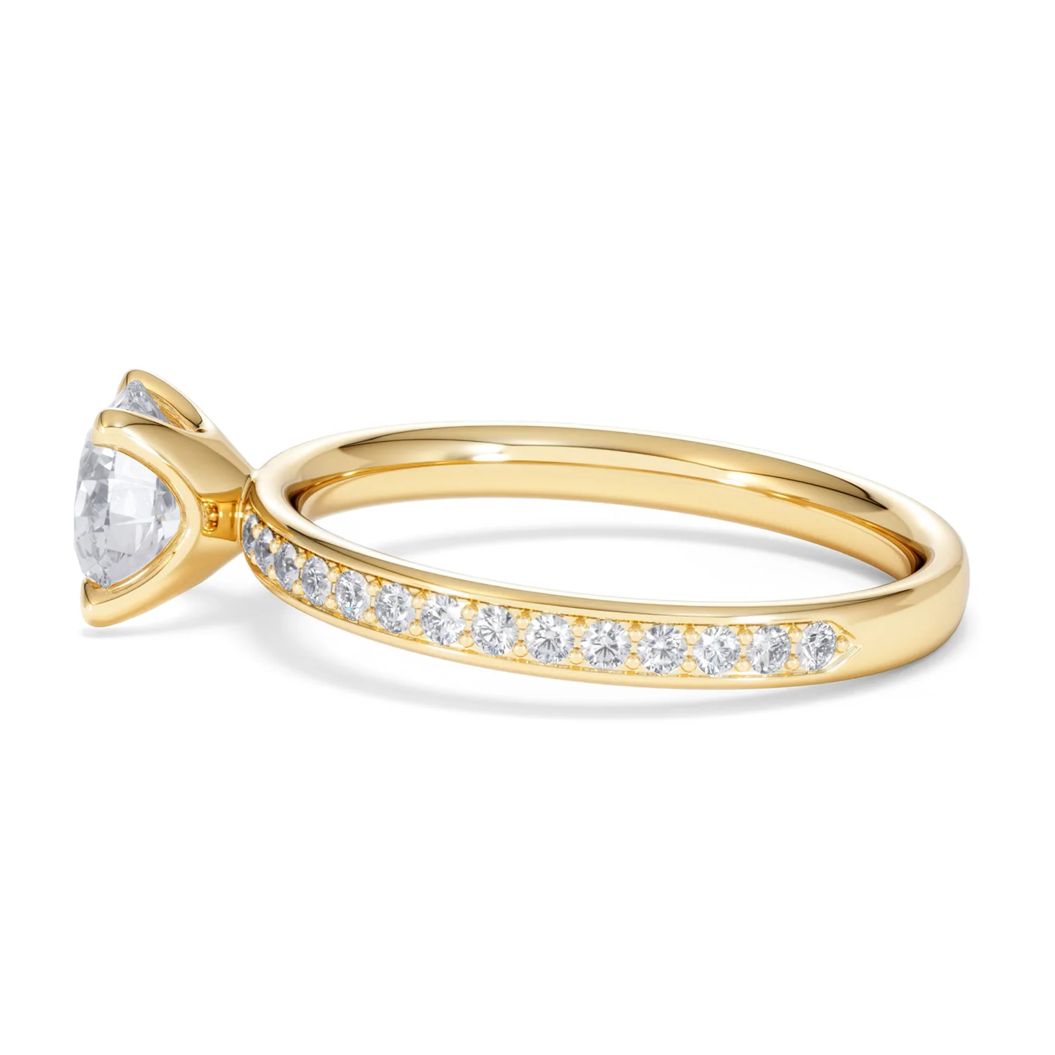 Origin 1.25ct Round Cut Lab Diamond Solitaire Engagement Ring with Side Stones in 18K Yellow Gold - Image 66