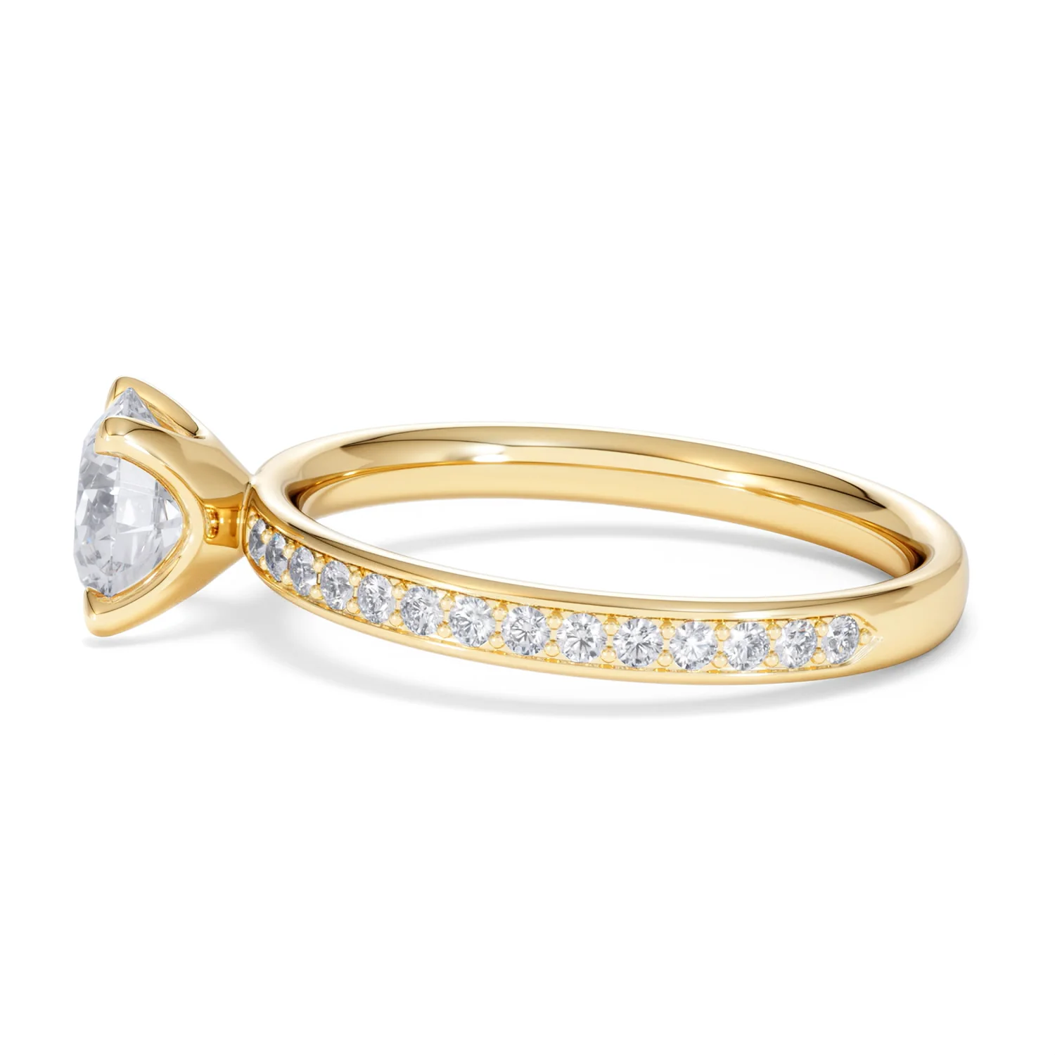 Origin 1.25ct Round Cut Lab Diamond Solitaire Engagement Ring with Side Stones in 18K Yellow Gold - Image 67