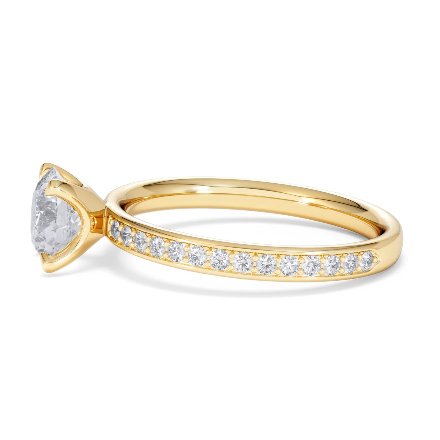 Origin 1.25ct Round Cut Lab Diamond Solitaire Engagement Ring with Side Stones in 18K Yellow Gold - Image 69