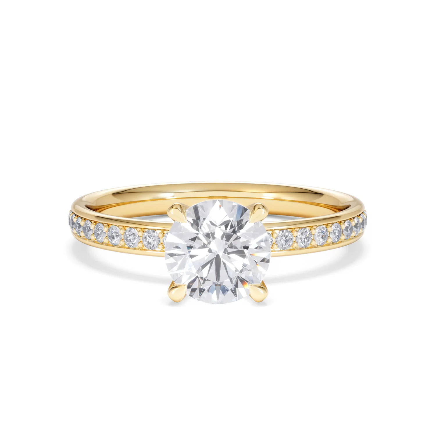 Origin 1.25ct Round Cut Lab Diamond Solitaire Engagement Ring with Side Stones in 18K Yellow Gold - Image 7