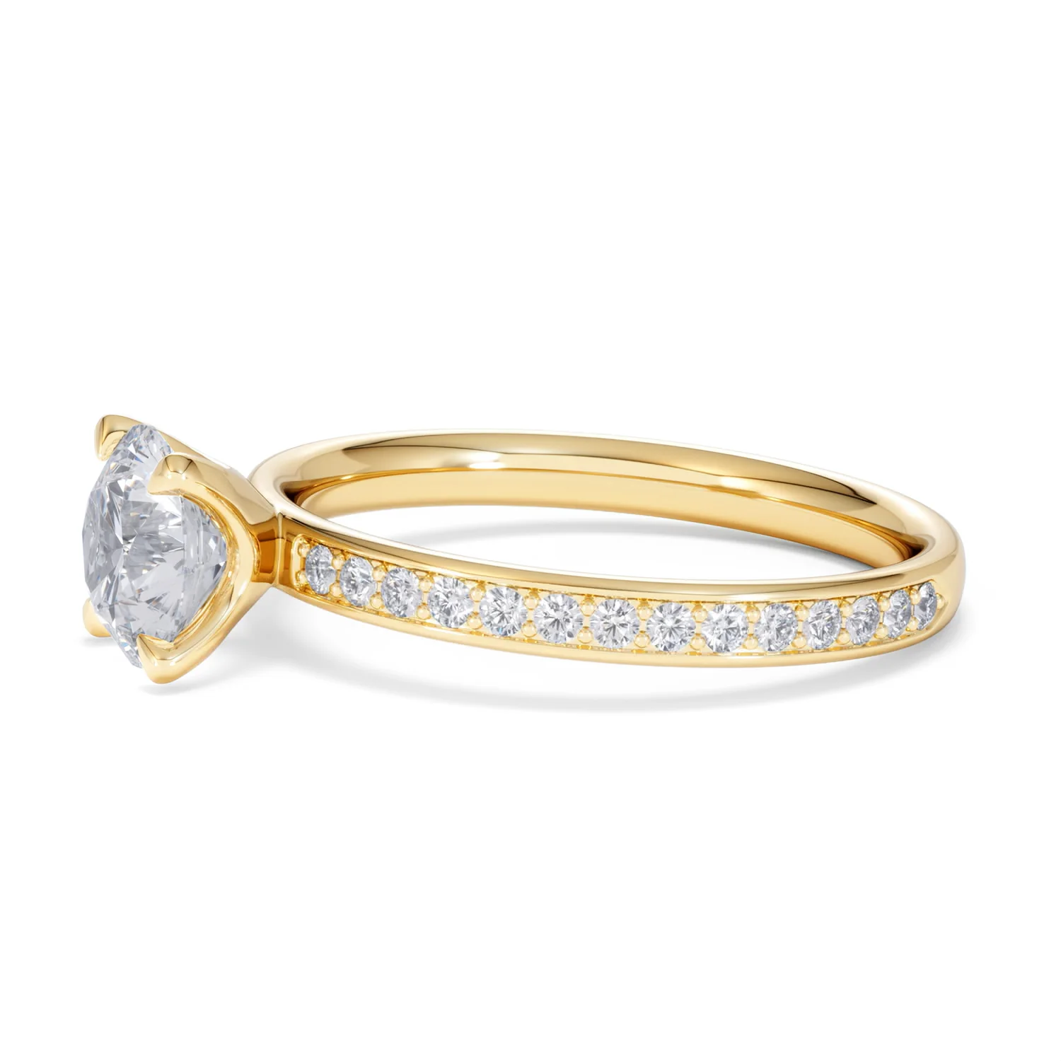 Origin 1.25ct Round Cut Lab Diamond Solitaire Engagement Ring with Side Stones in 18K Yellow Gold - Image 72
