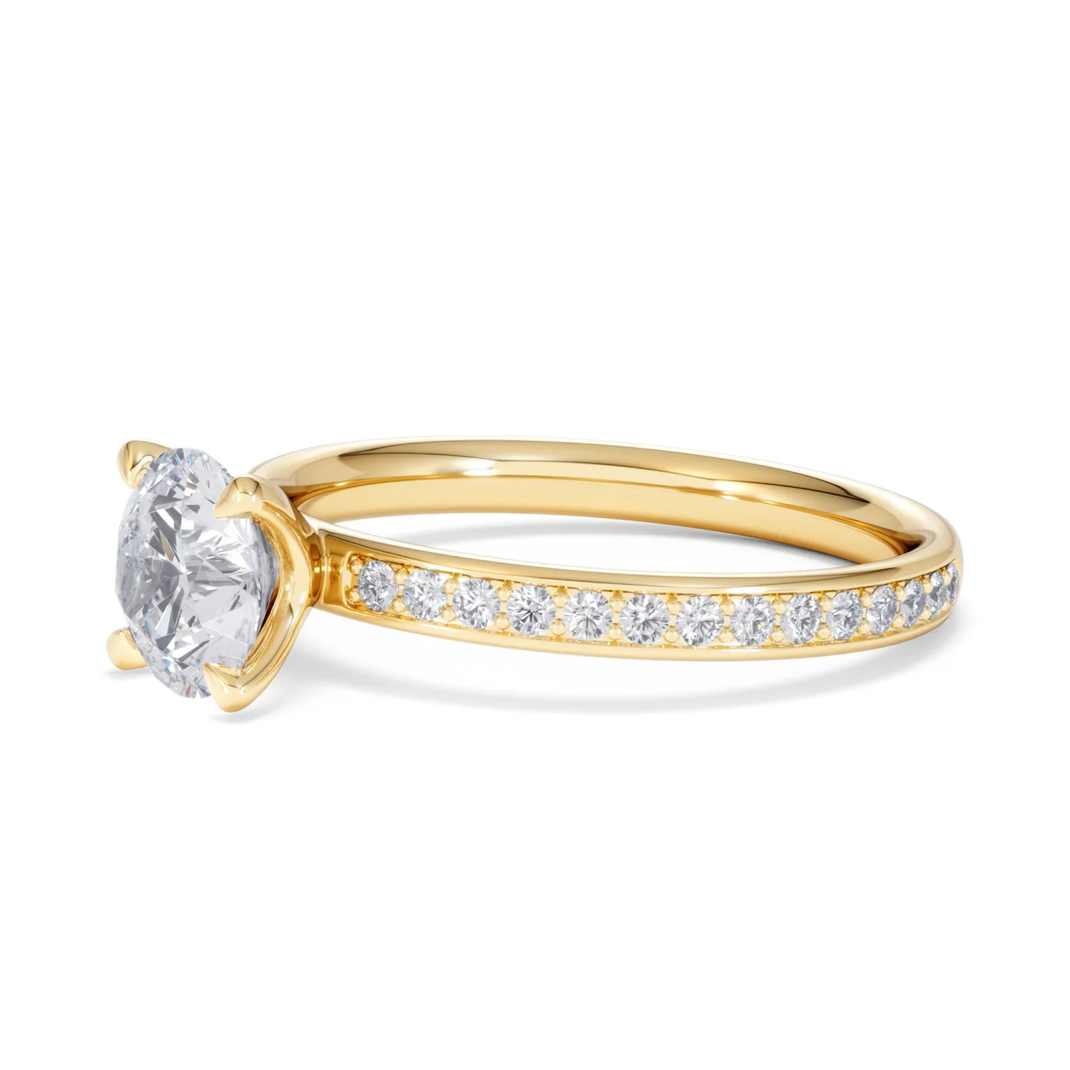 Origin 1.25ct Round Cut Lab Diamond Solitaire Engagement Ring with Side Stones in 18K Yellow Gold - Image 75