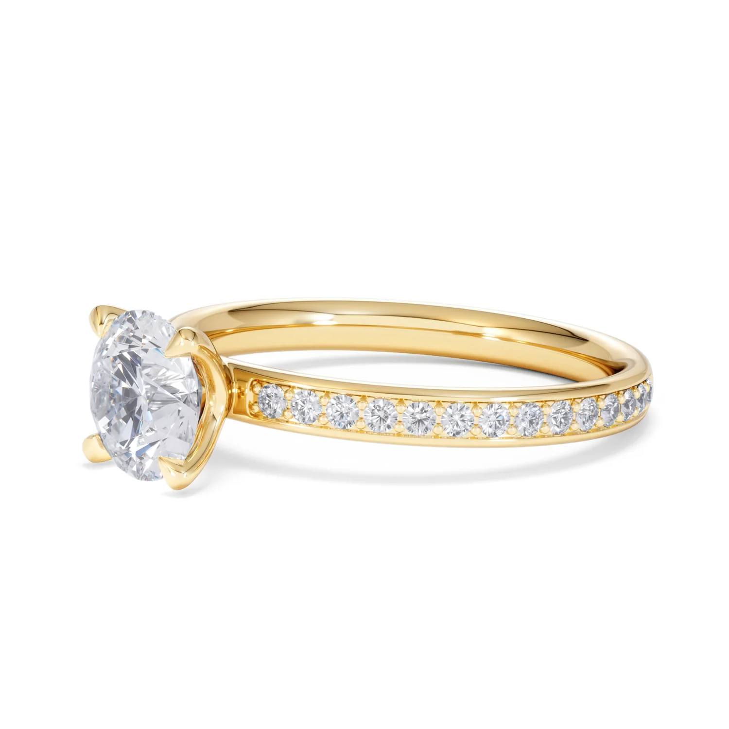 Origin 1.25ct Round Cut Lab Diamond Solitaire Engagement Ring with Side Stones in 18K Yellow Gold - Image 76