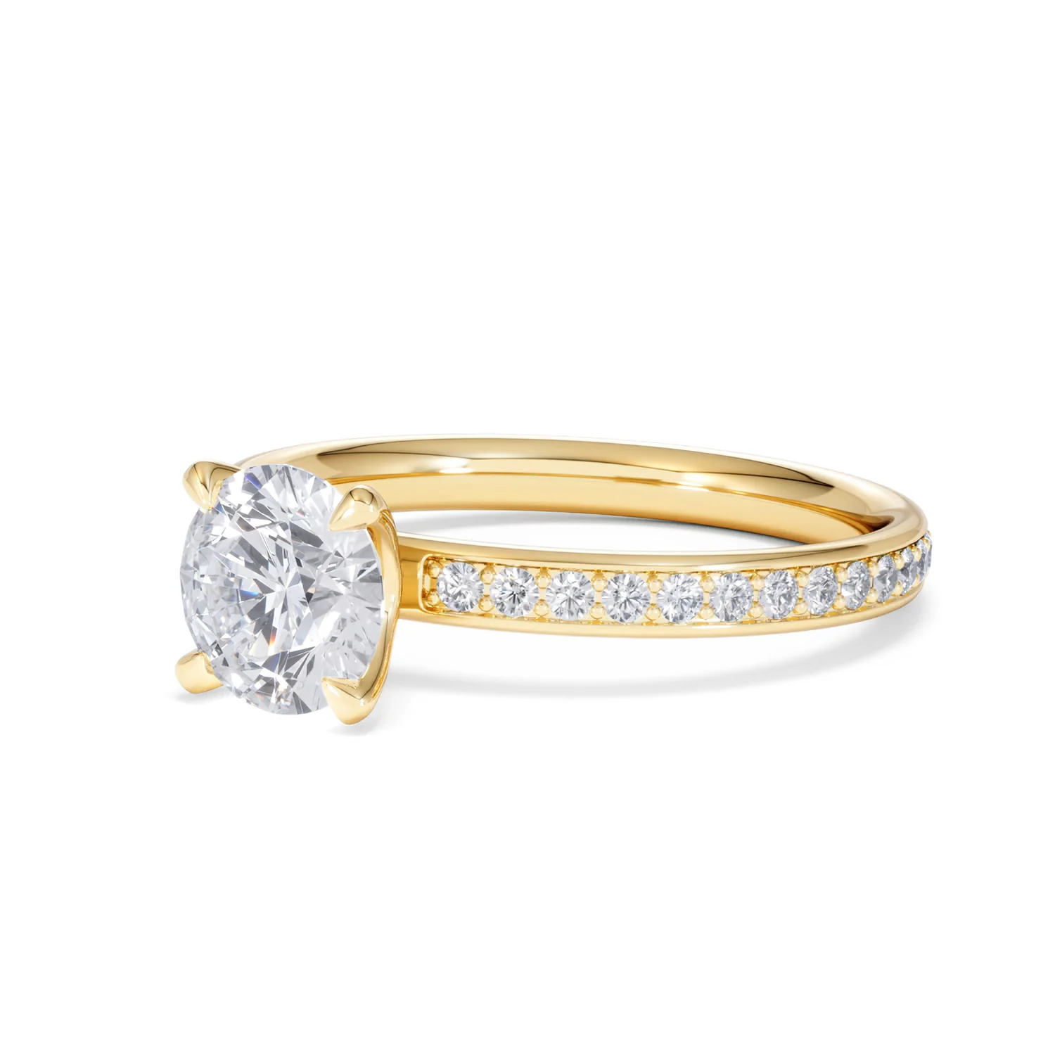 Origin 1.25ct Round Cut Lab Diamond Solitaire Engagement Ring with Side Stones in 18K Yellow Gold - Image 79