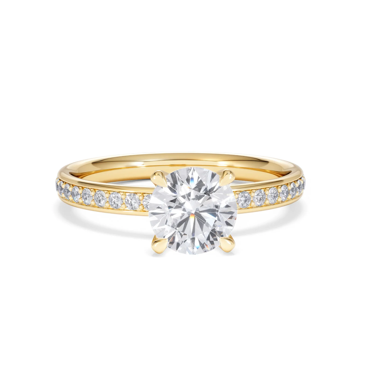 Origin 1.25ct Round Cut Lab Diamond Solitaire Engagement Ring with Side Stones in 18K Yellow Gold - Image 8